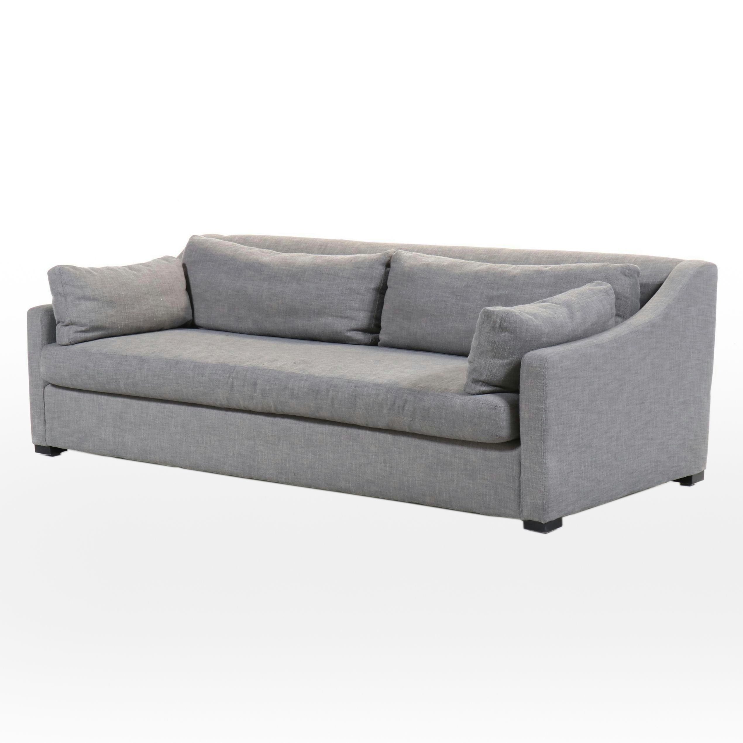 Restoration Hardware "Sylvie" Linen Upholstered Bench Cushion Sofa