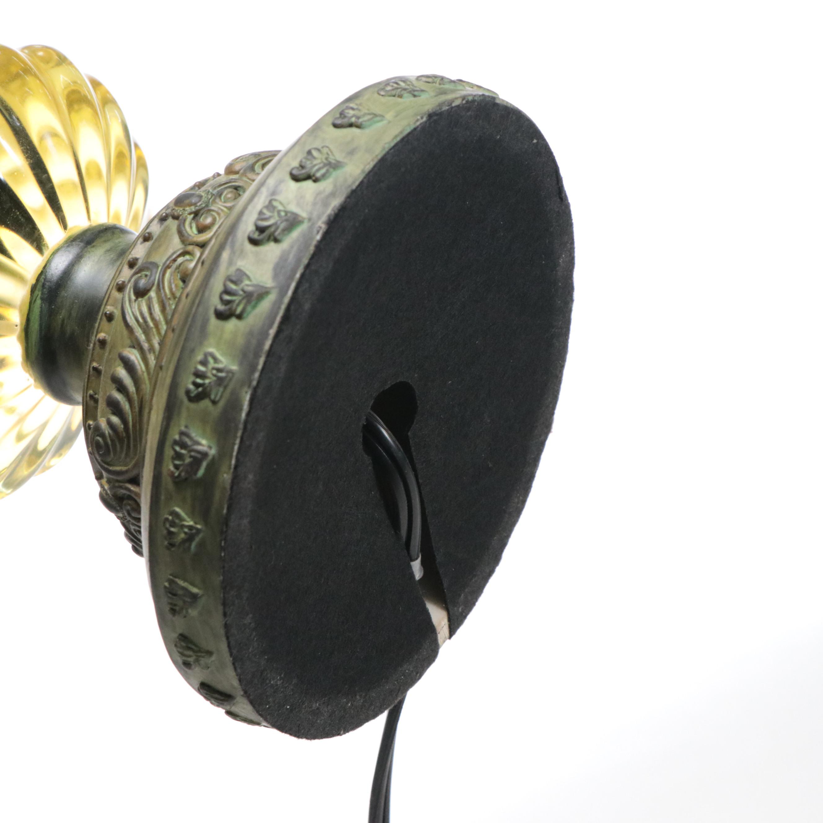 Yellow and Green Crystal Chandelier Adapted as Table Lamp