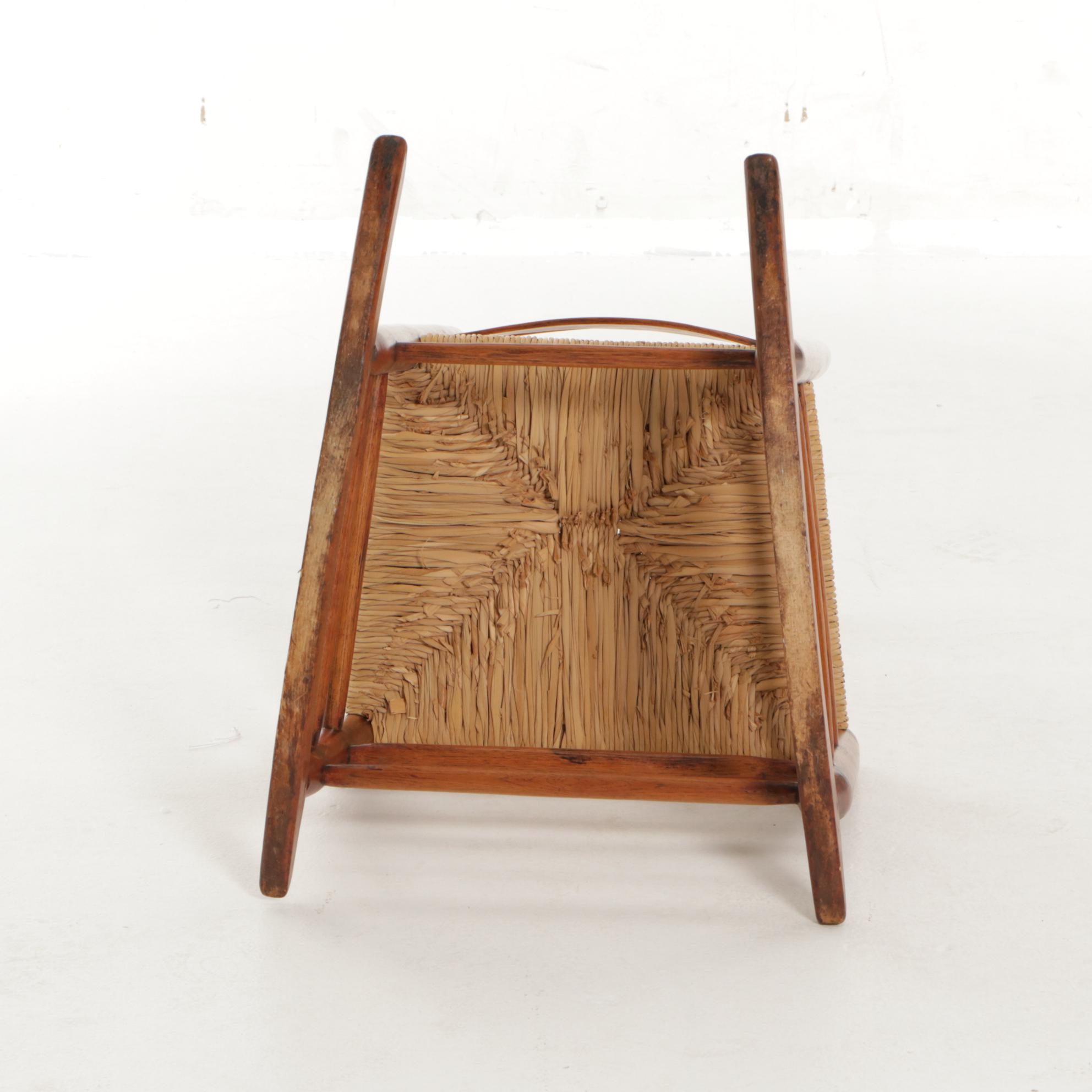 American Primitive Hardwood Ladder-Back Rocking Chair with Rush Seat