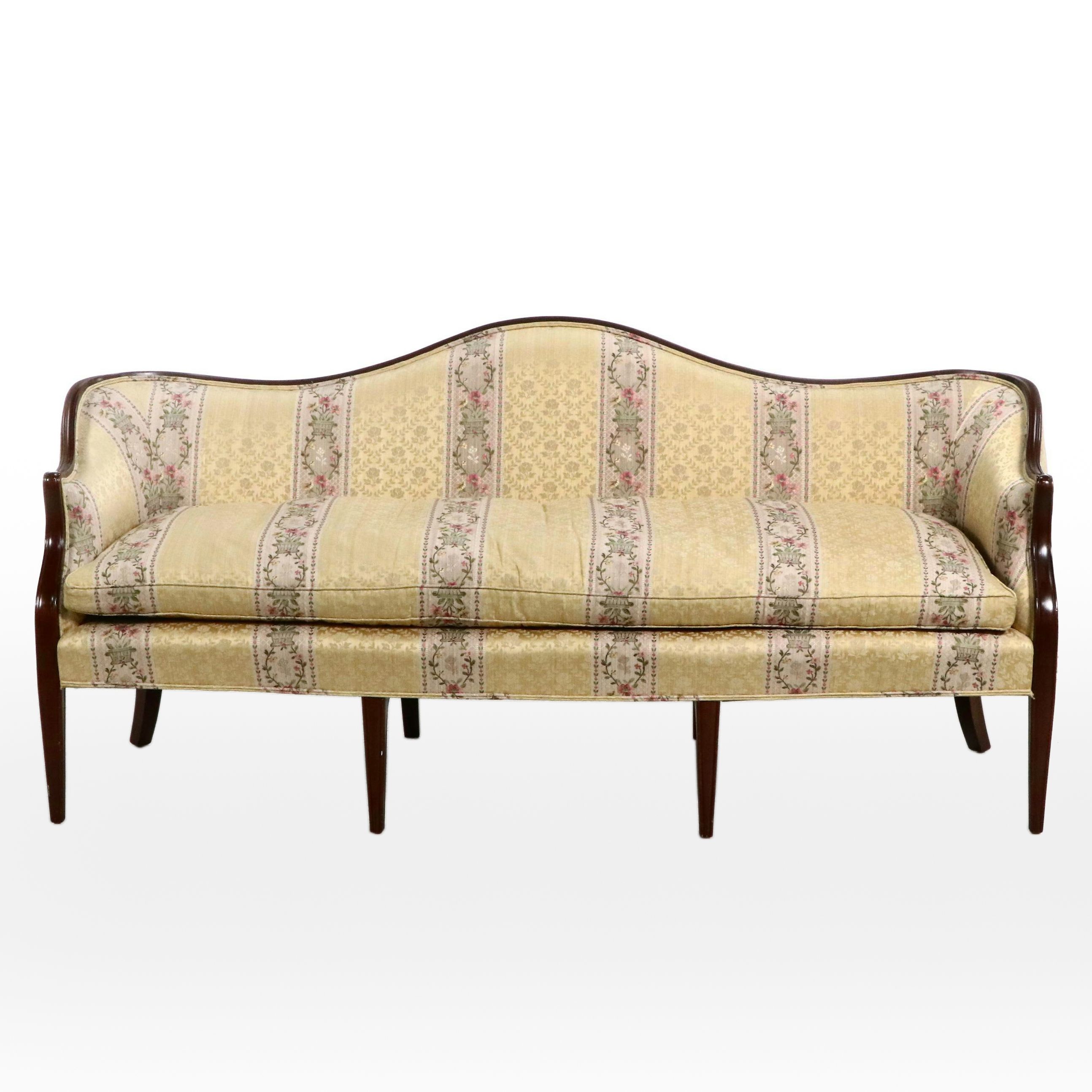 Biggs Manufacturing Co. Hepplewhite Style Upholstered Sofa, 20th Century