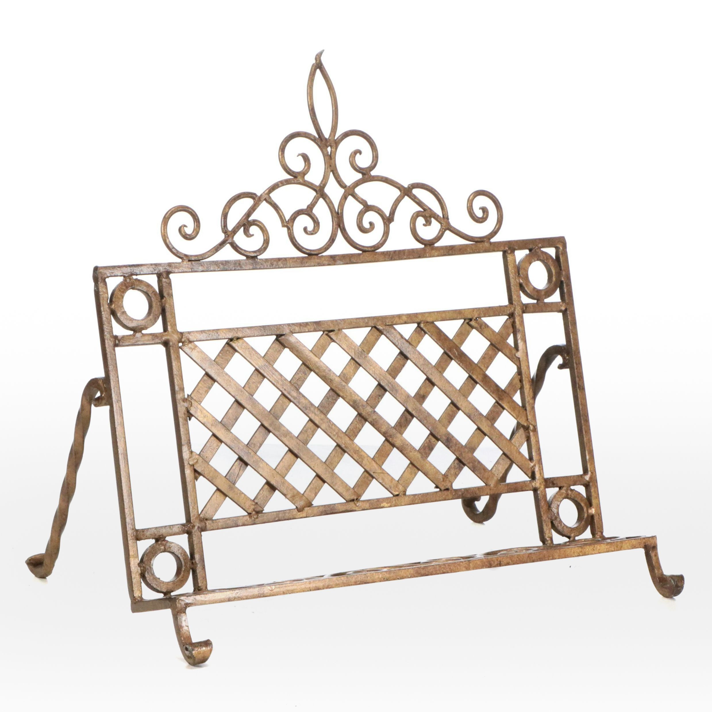 Neoclassical Style Gold-Tone Metal Book Stand