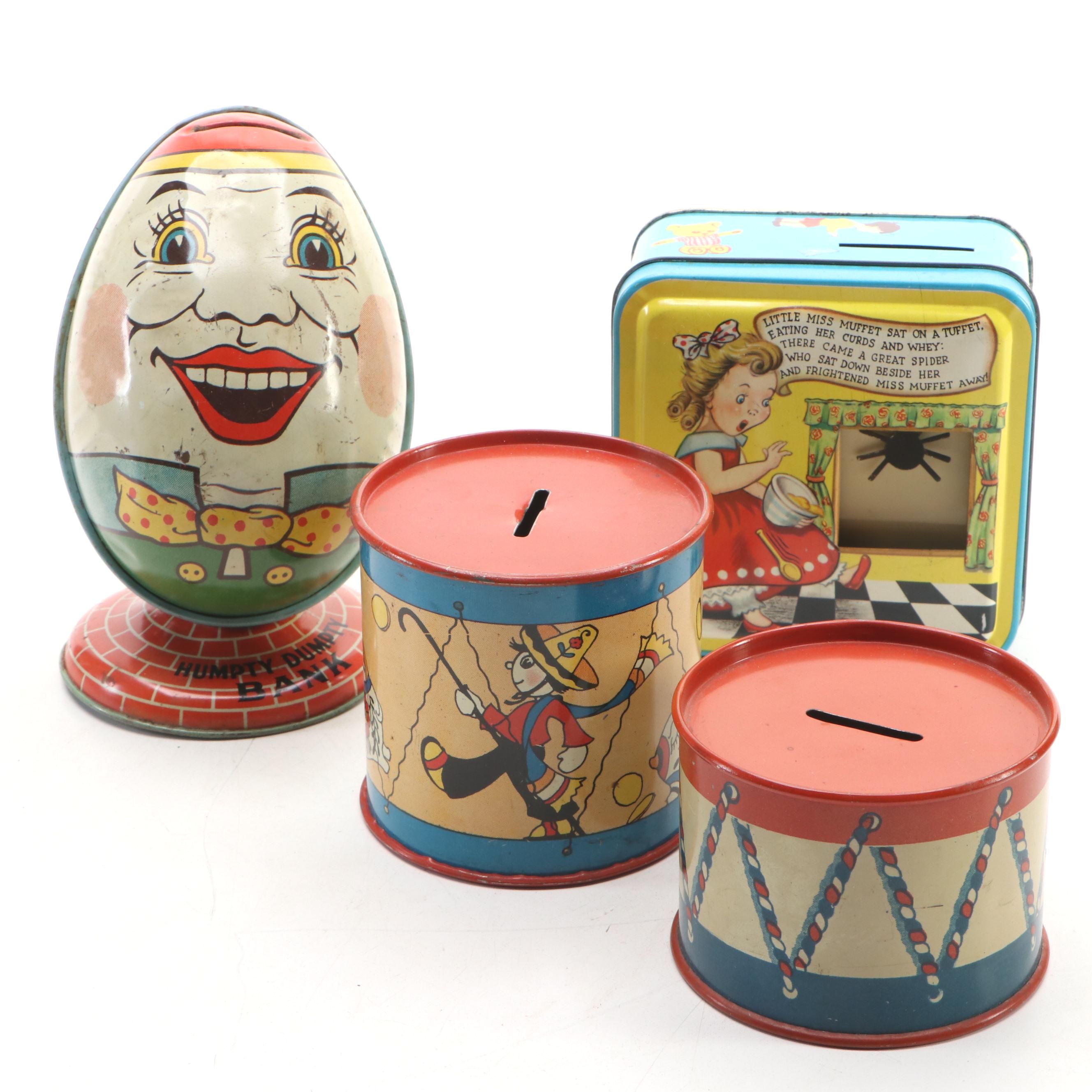 Ohio Art, J. Chein & Co. and More Tin Litho Toy Banks, Mid-20th Century