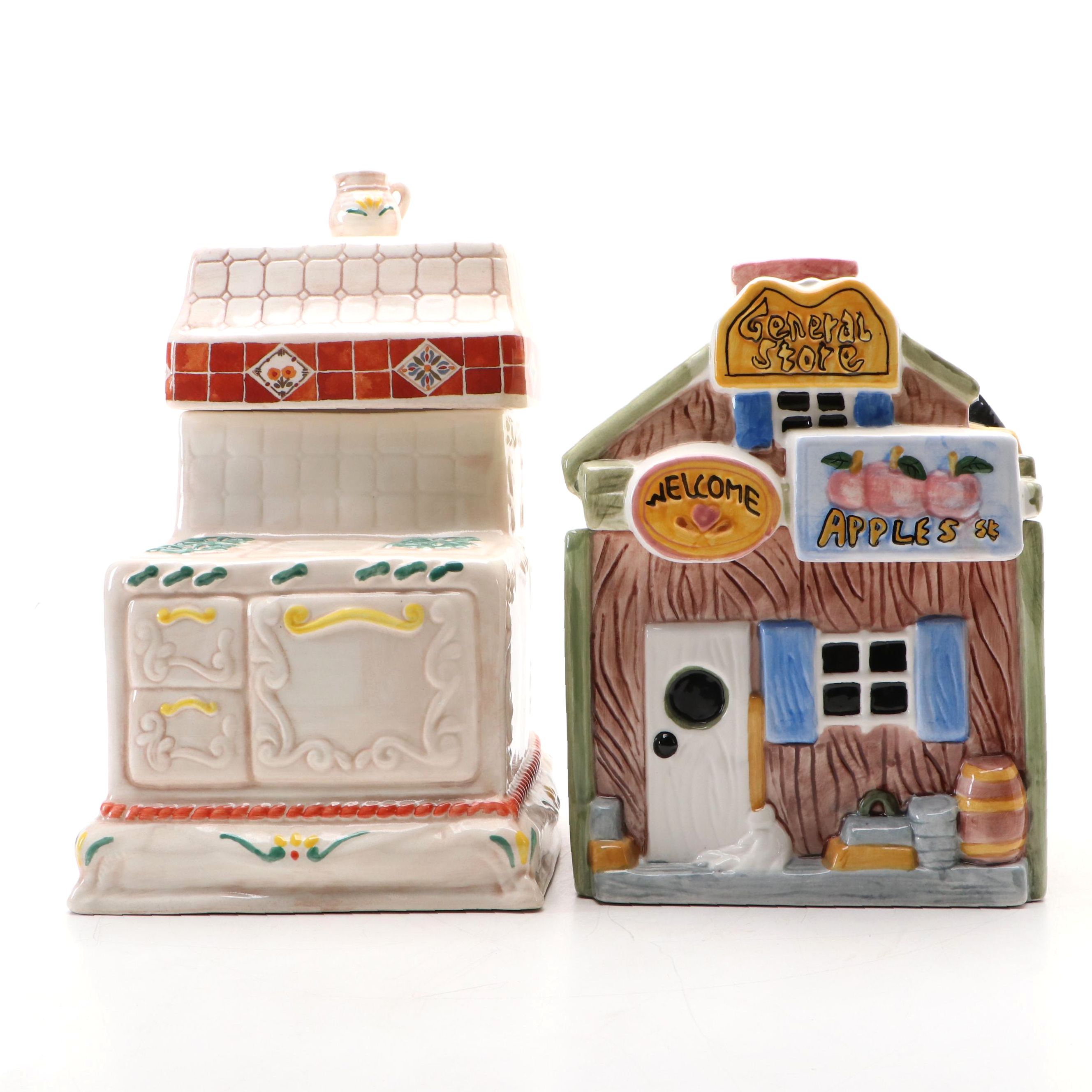 Treasure Craft Stove Shaped with Other General Store Shaped Cookie Jars