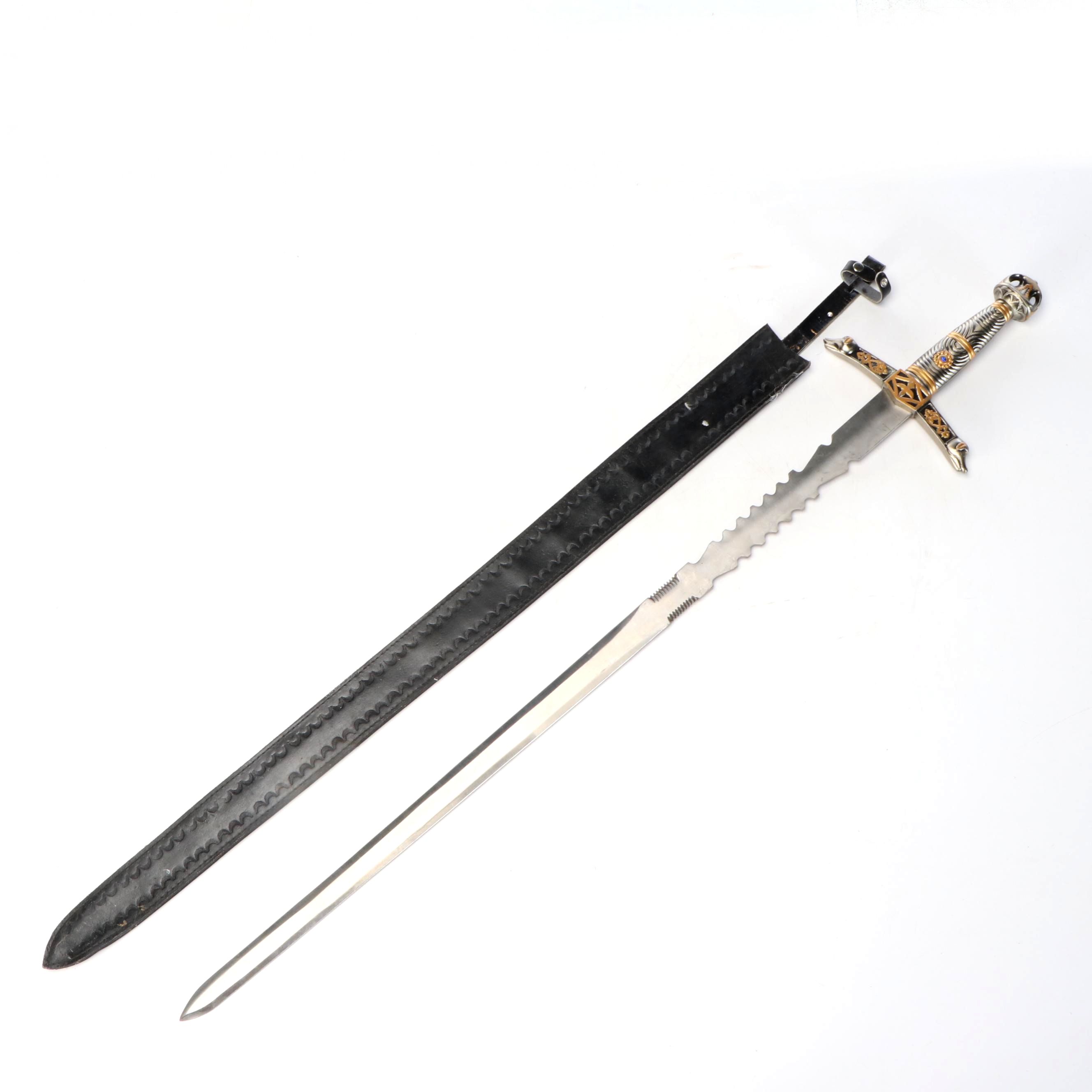 Pakistani Two-Handed Fantasy Long Sword with Leather Scabbard