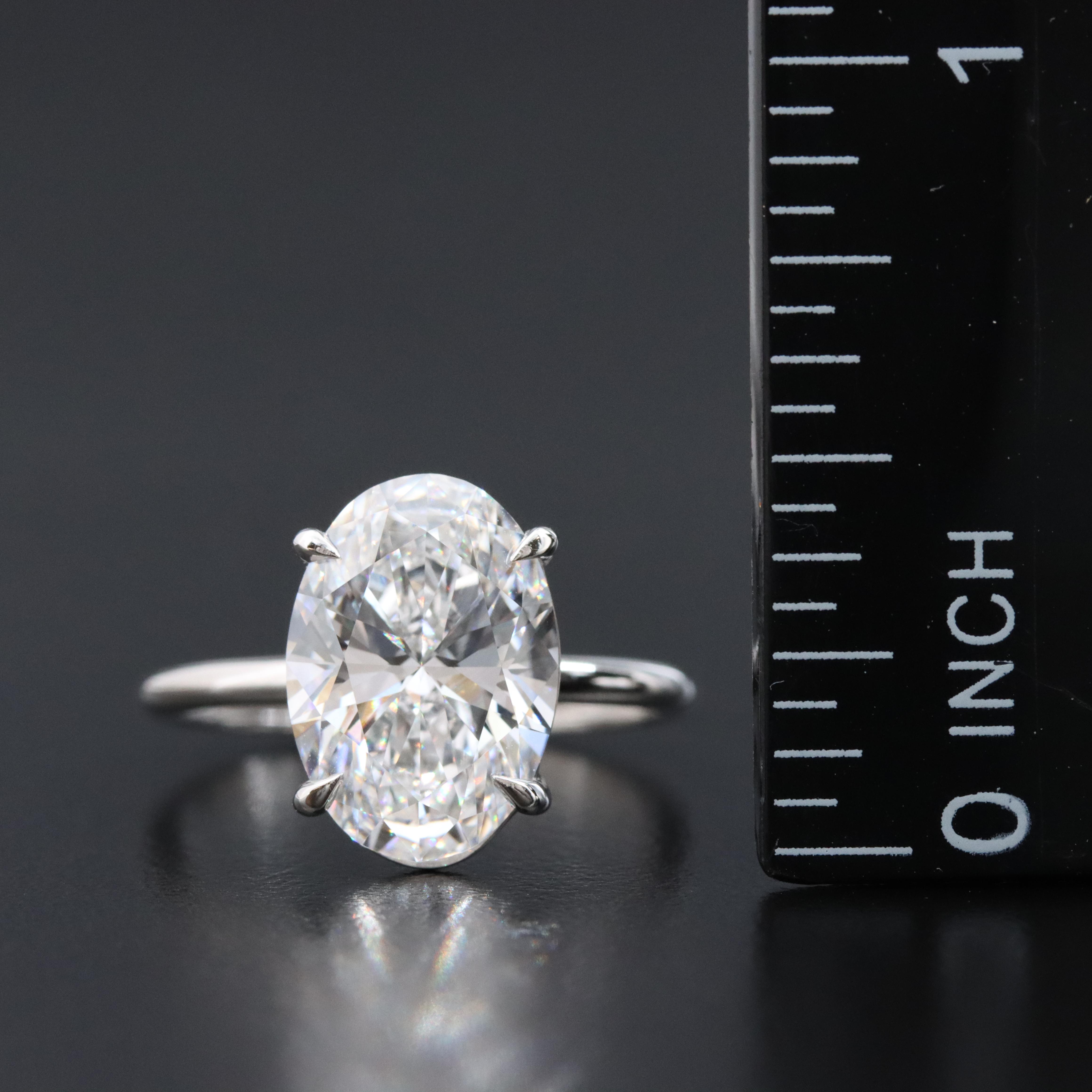 Platinum 4.02 CT Lab Grown Diamond Solitaire Ring with IGI Report