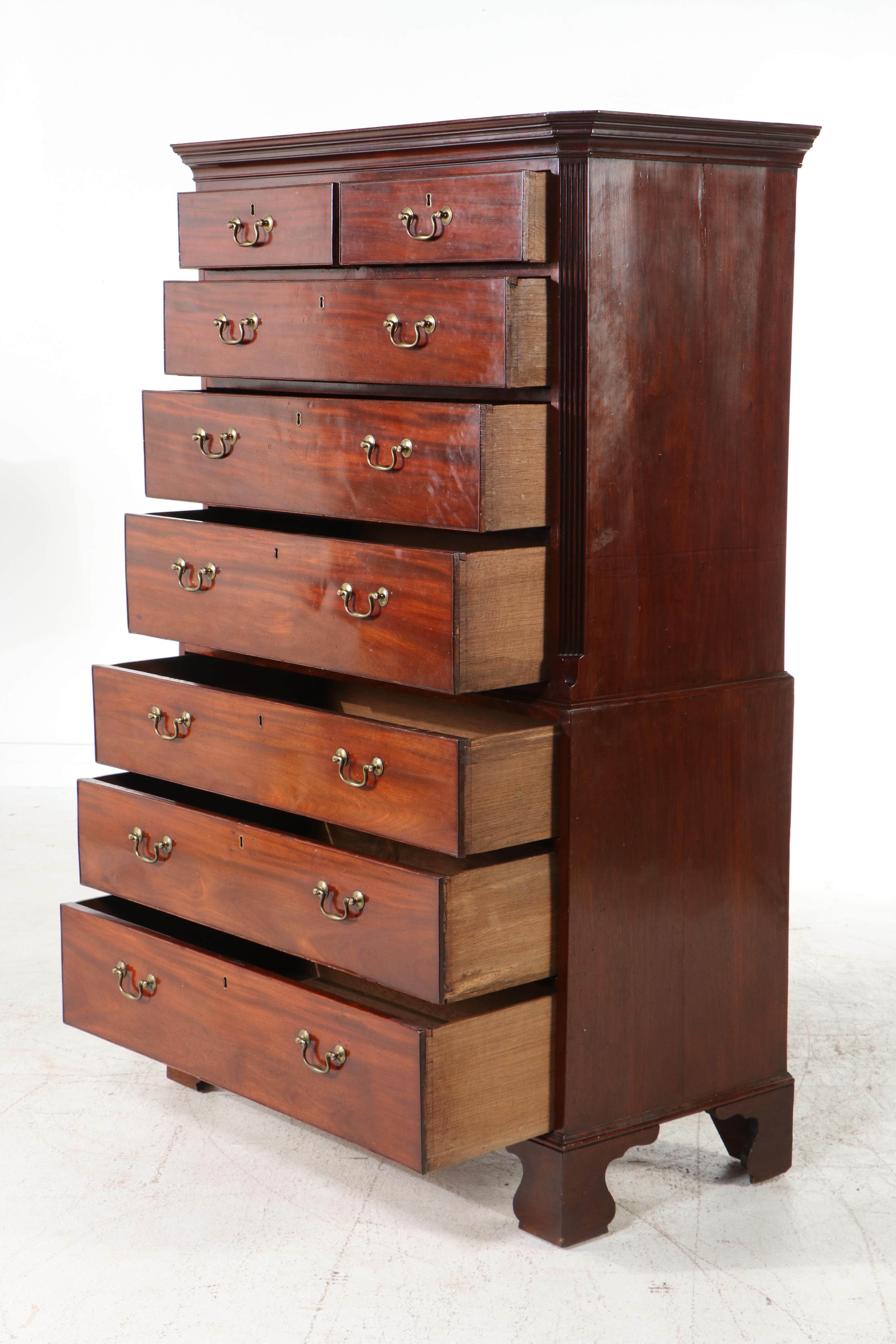 George III Mahogany Chest-on-Chest, Late 18th Century