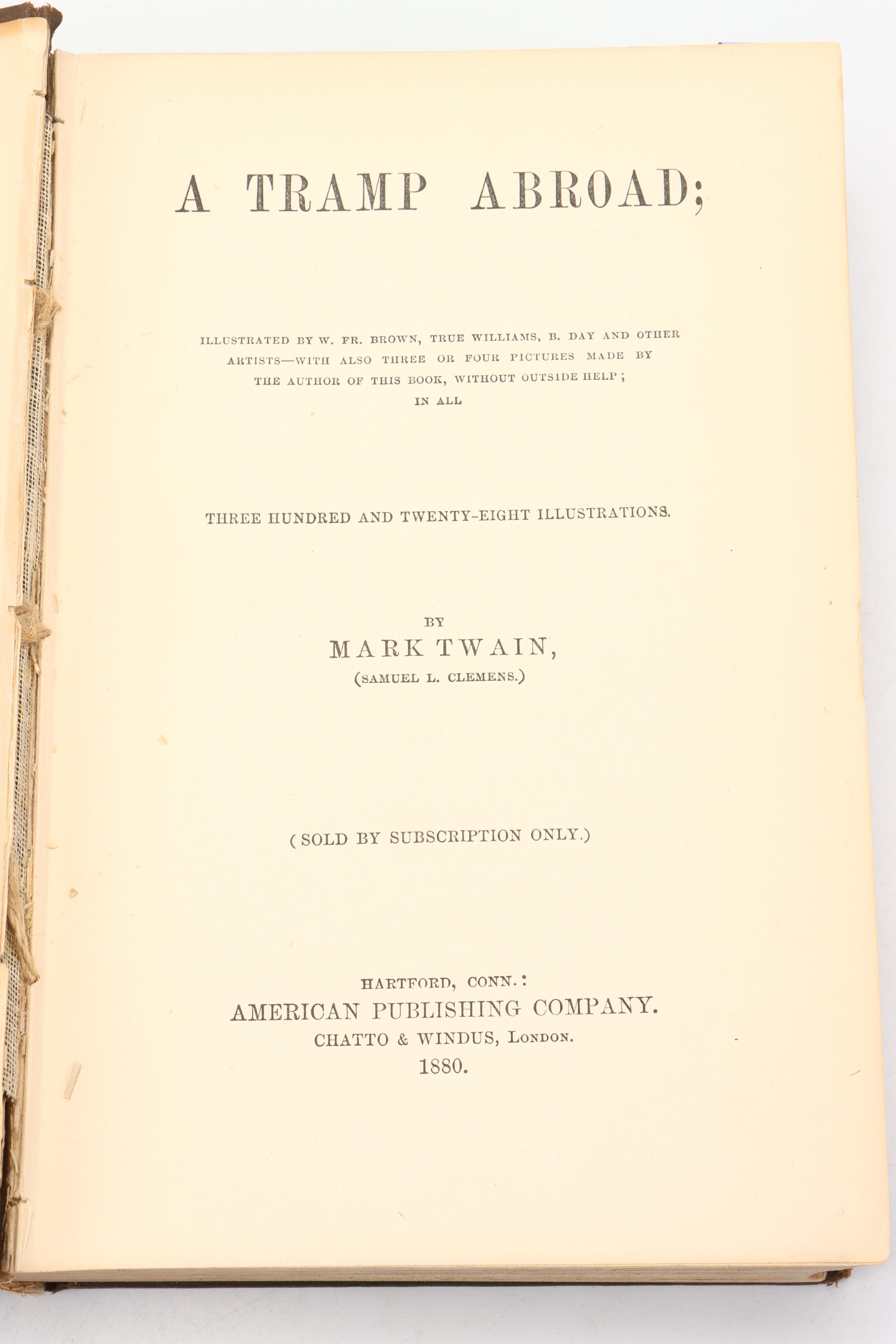 First Edition, Second State "A Tramp Abroad" by Mark Twain, 1880