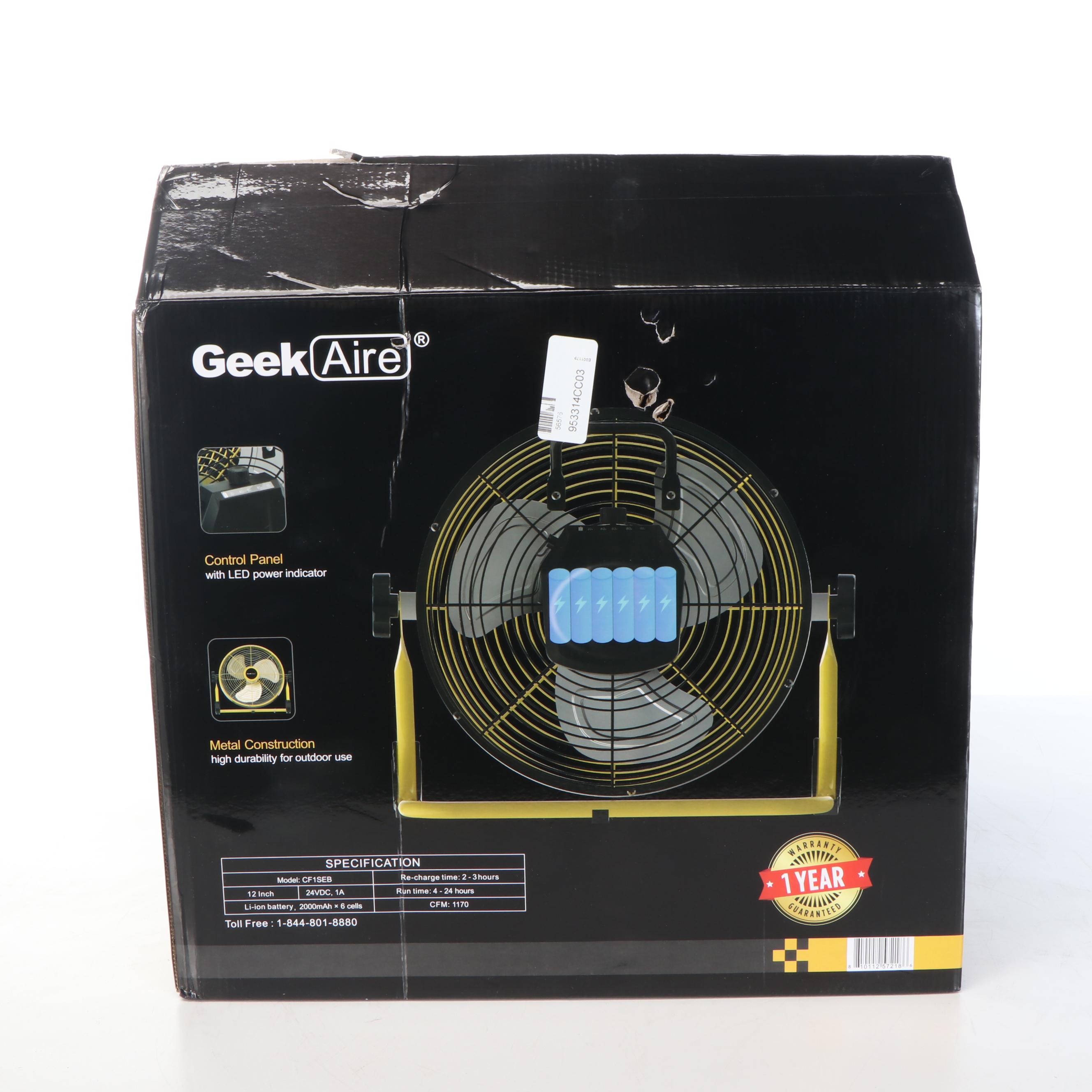 Three Geek Aire 12" Rechargeable Outdoor High Velocity Fans