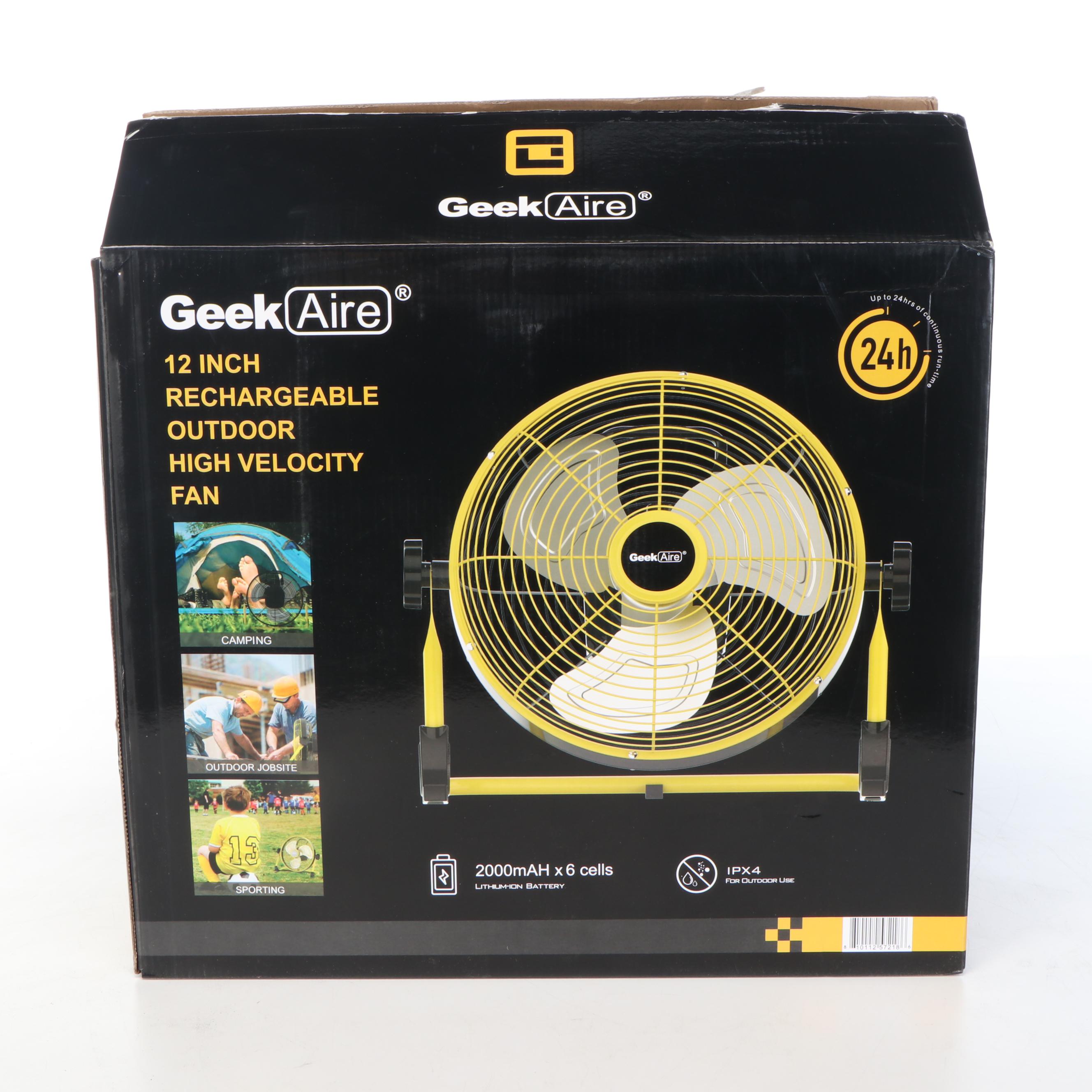 Three Geek Aire 12" Rechargeable Outdoor High Velocity Fans