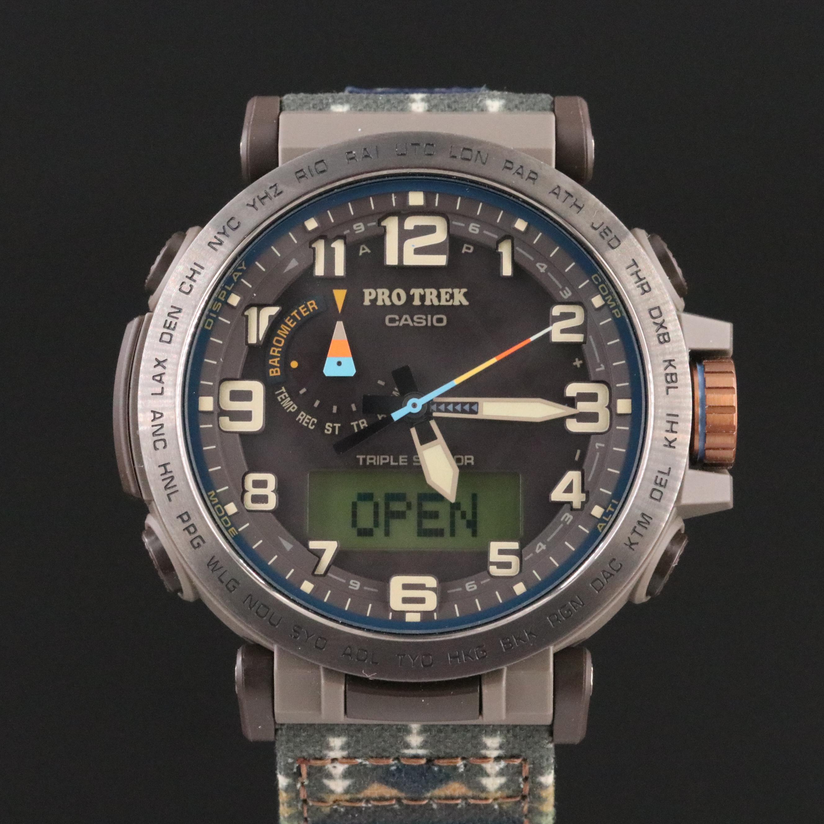 Casio Pro Trek Pendleton PRG-601PE 51mm Resin & Steel Solar Quartz Watch