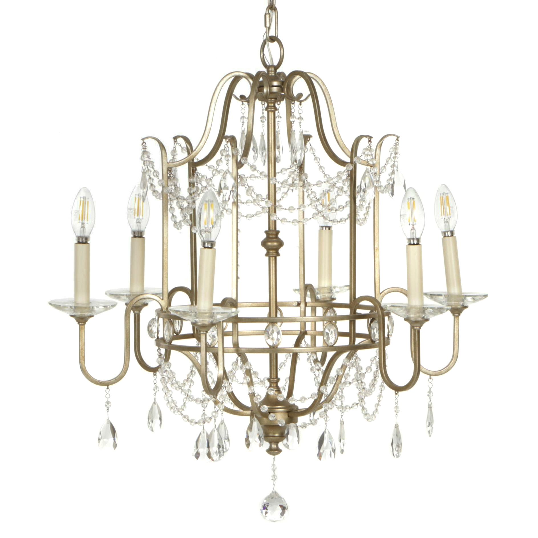 Beaded Candelabra Chandelier with Prisms