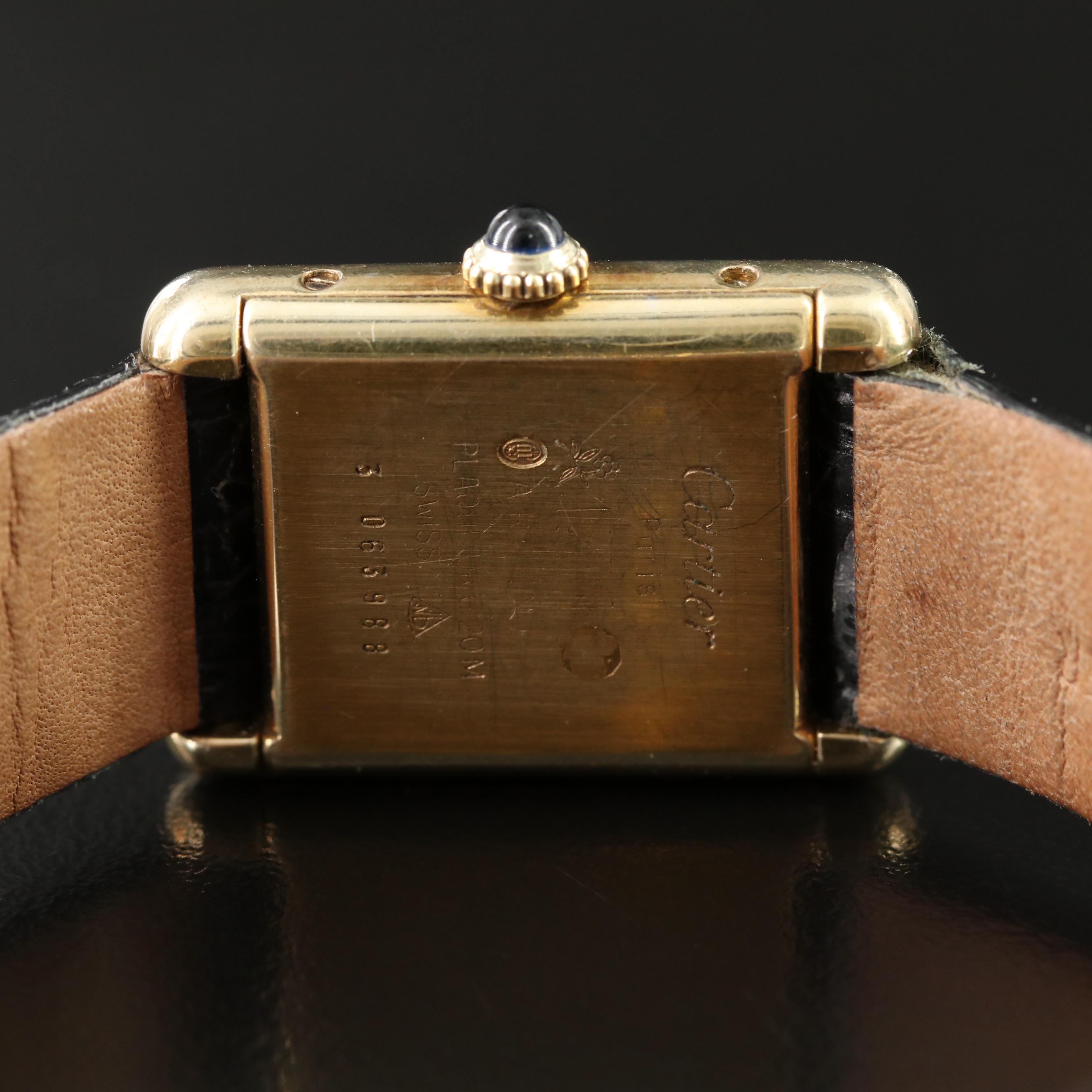 Cartier Must de Cartier Gold Plate Sterling Silver Tank Watch