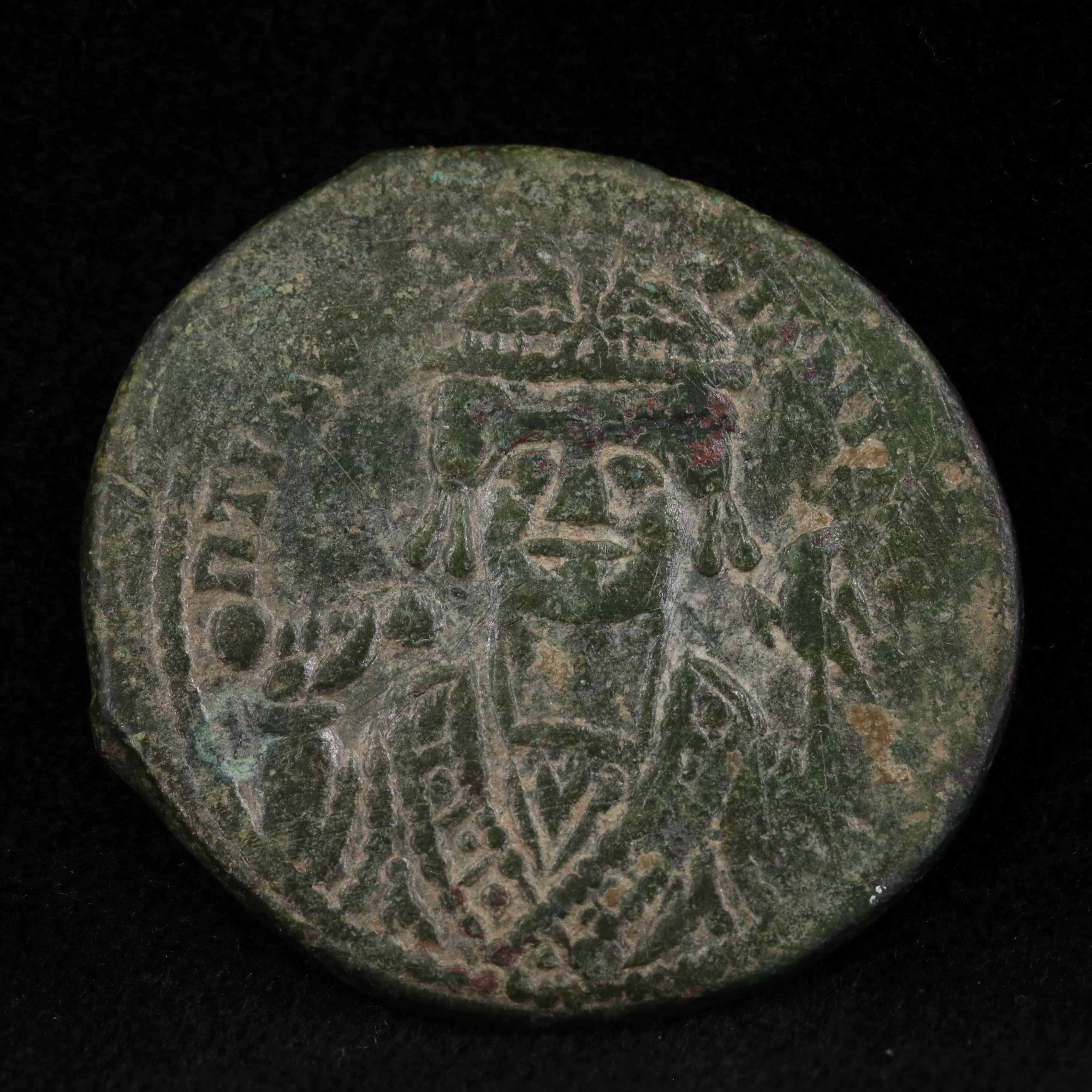 Ancient Byzantine Æ Follis Coin of Maurice Tiberius, ca. 586 A.D.