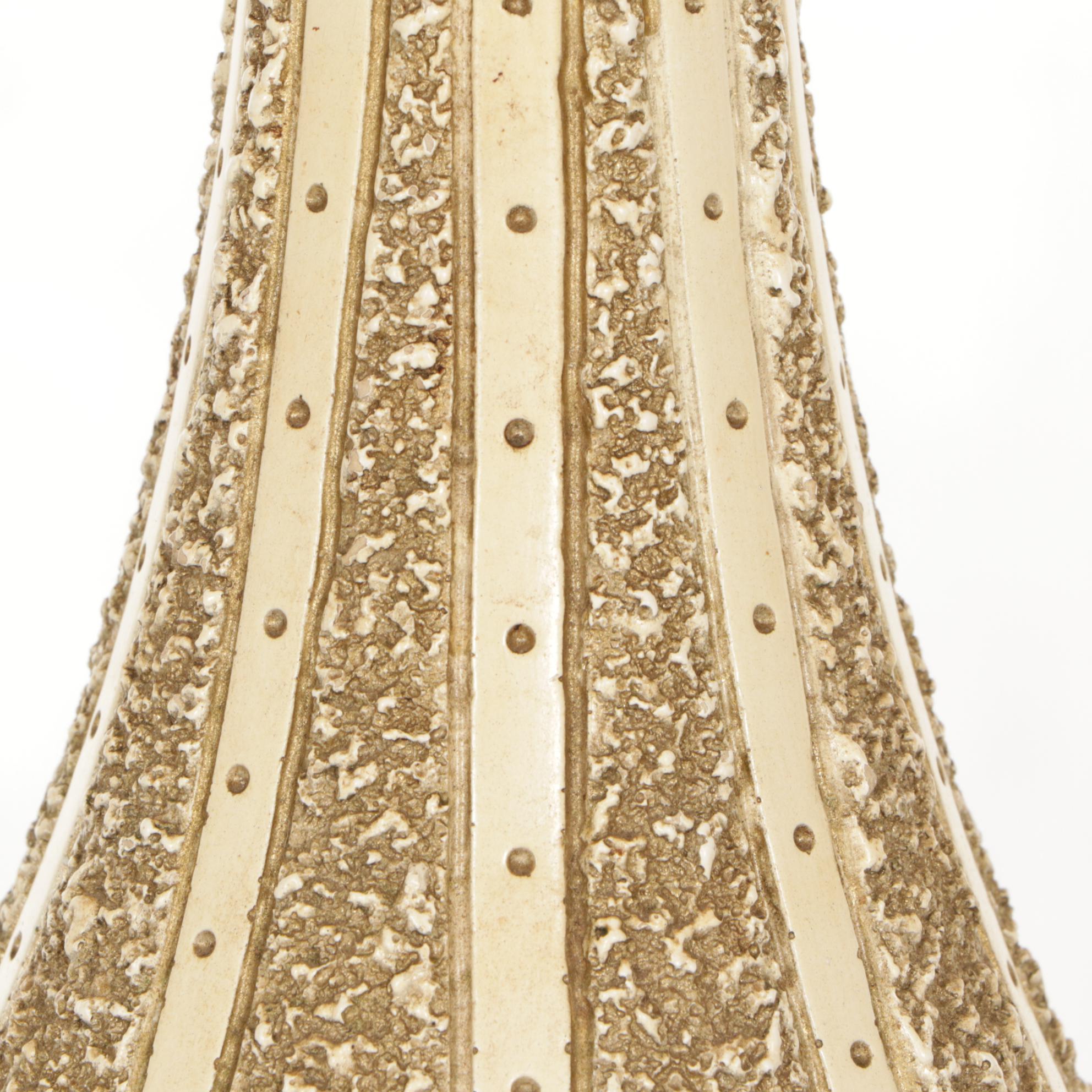 1960 Quartite Creative MCM Ivory and Brass Genie Lamp  with Drum Shade