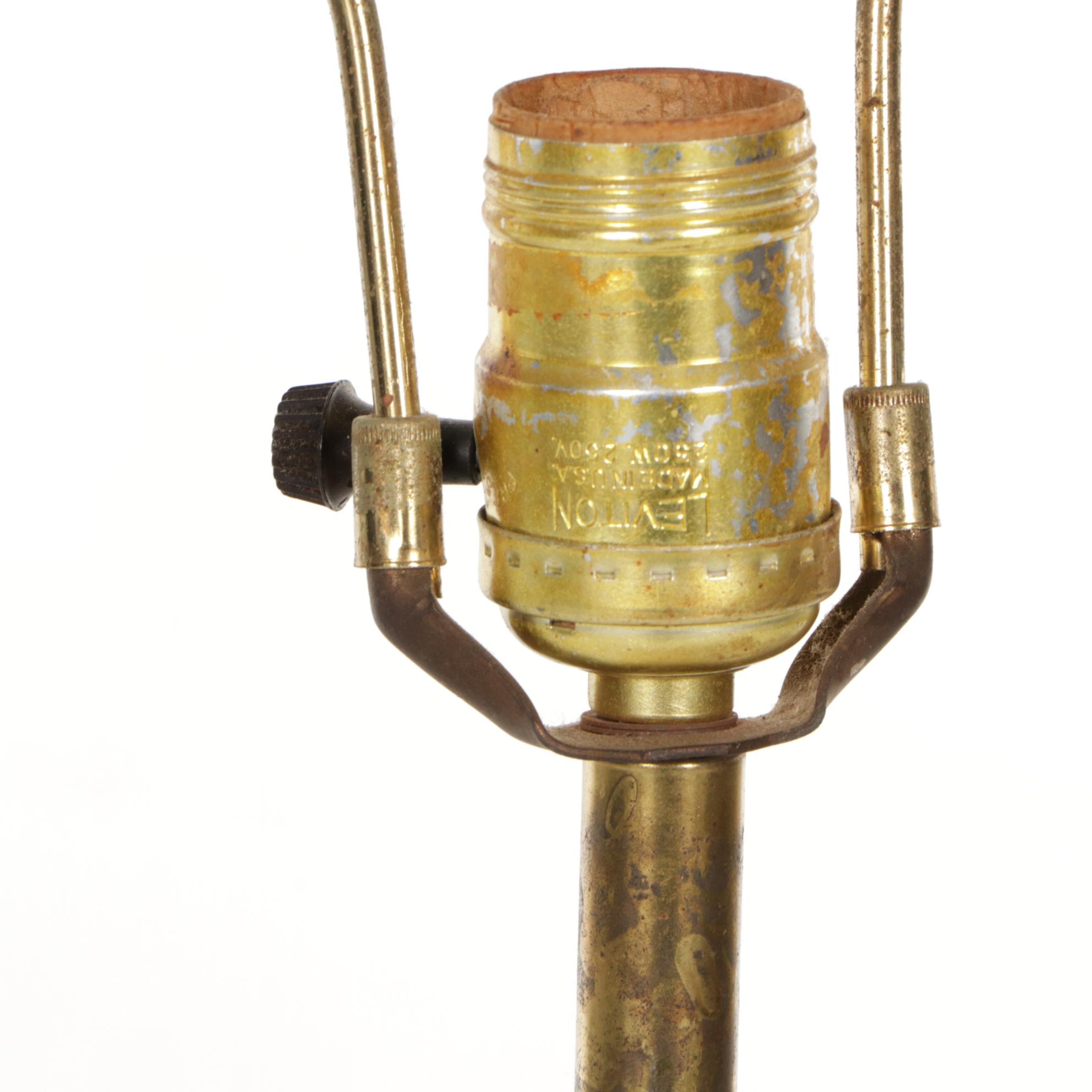 1960 Quartite Creative MCM Ivory and Brass Genie Lamp  with Drum Shade