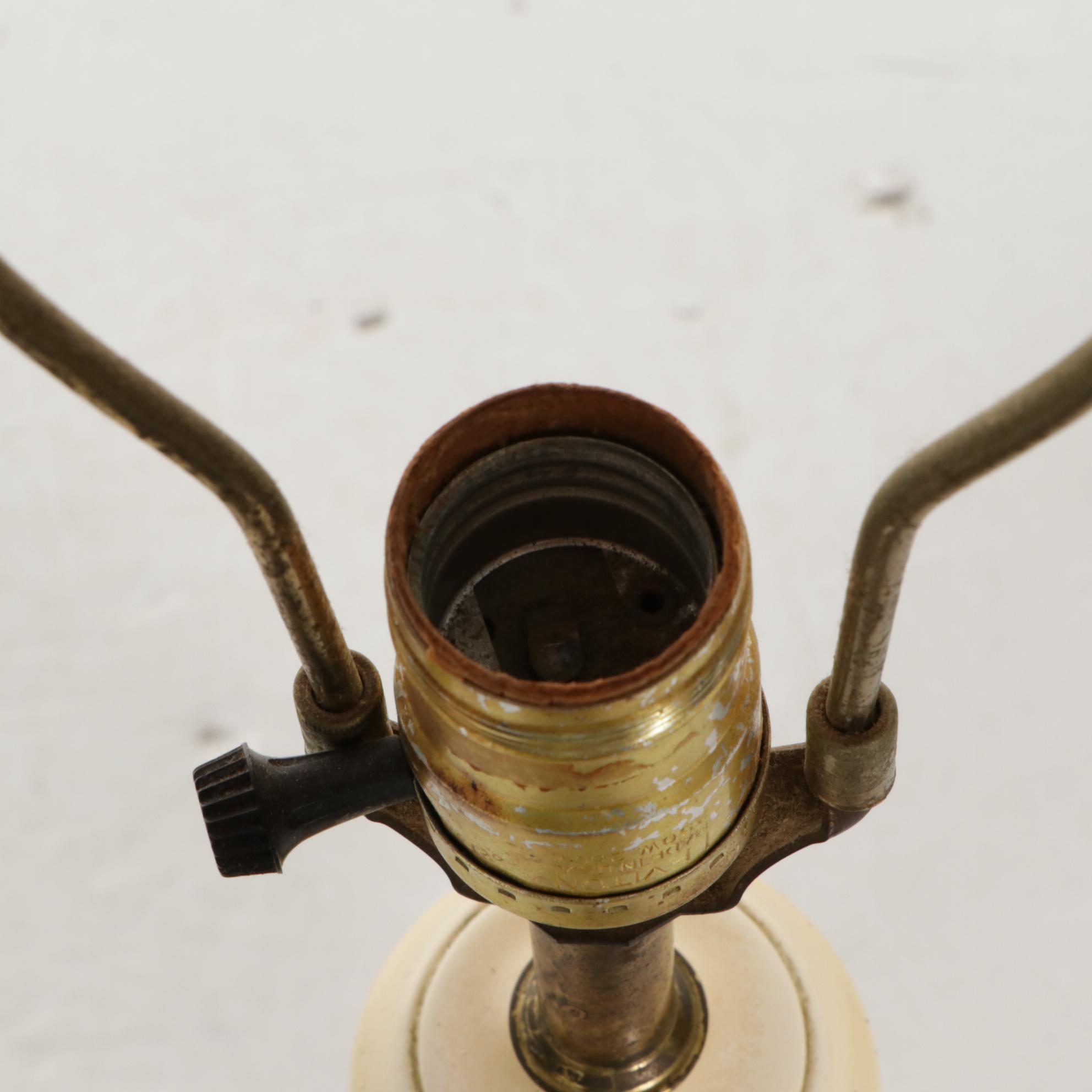 1960 Quartite Creative MCM Ivory and Brass Genie Lamp  with Drum Shade