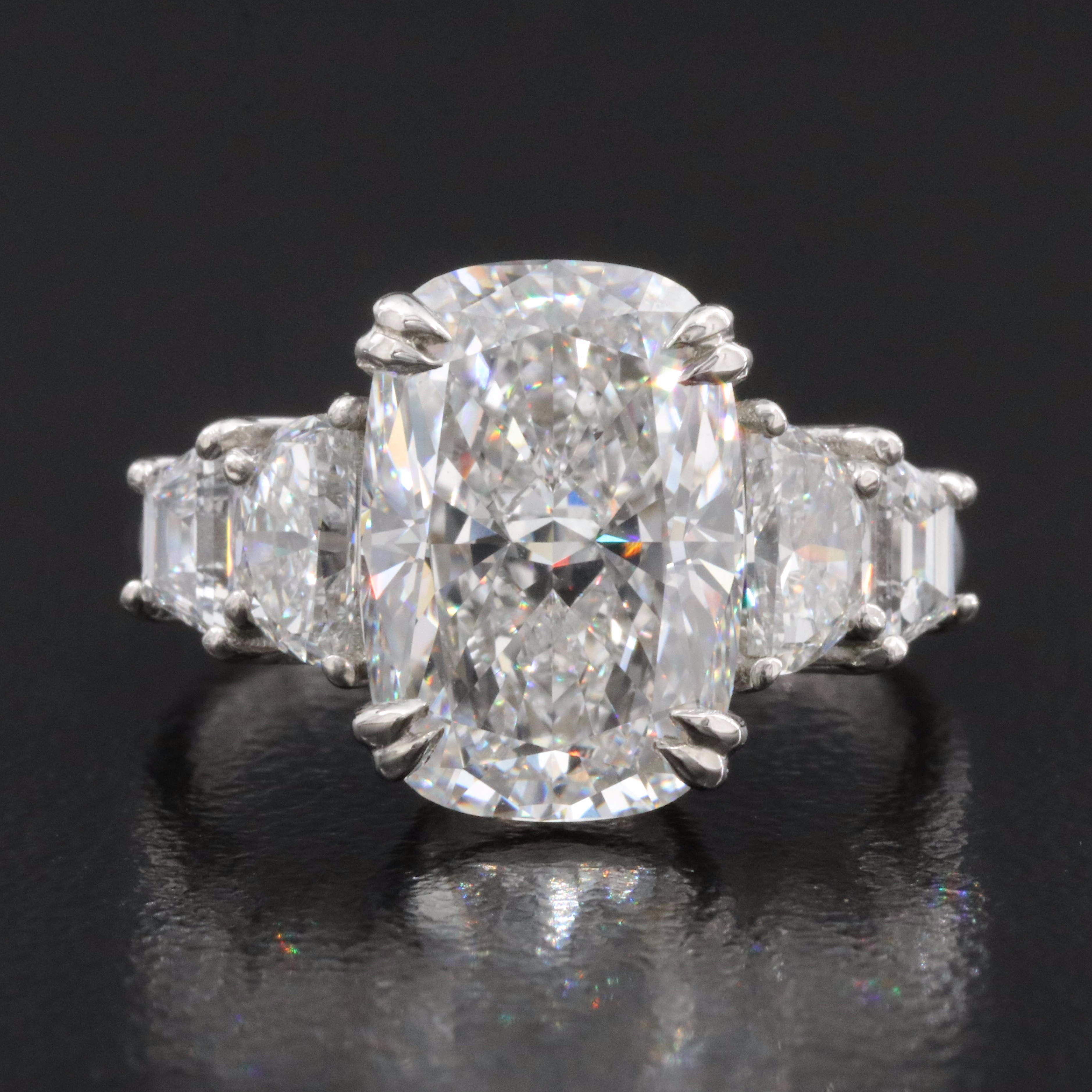 Platinum 6.08 CTW Lab Grown Diamond Ring with IGI Report