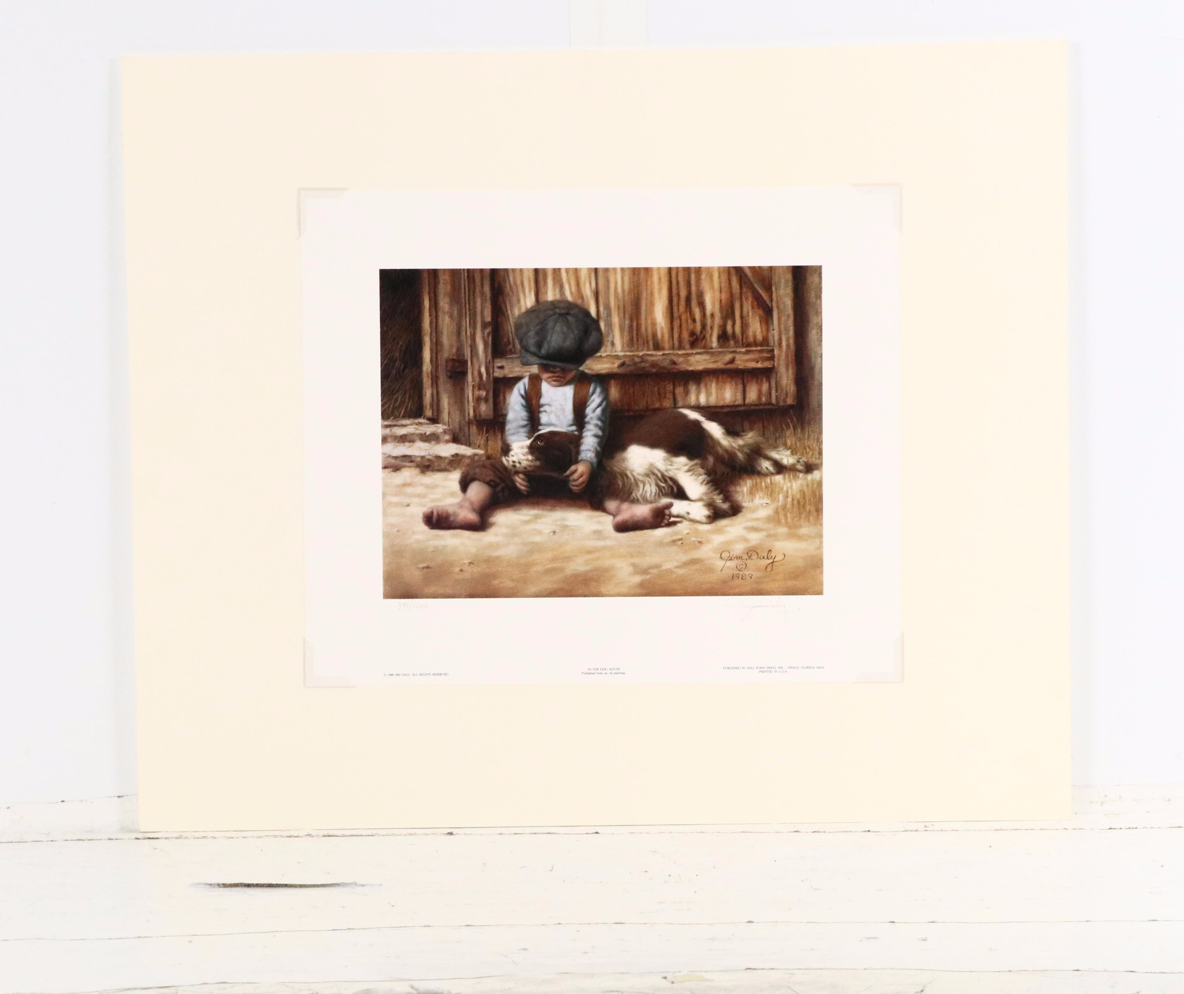 Pair of Jim Daly Offset Lithographs "Favorite Reader" and "In the Dog House"
