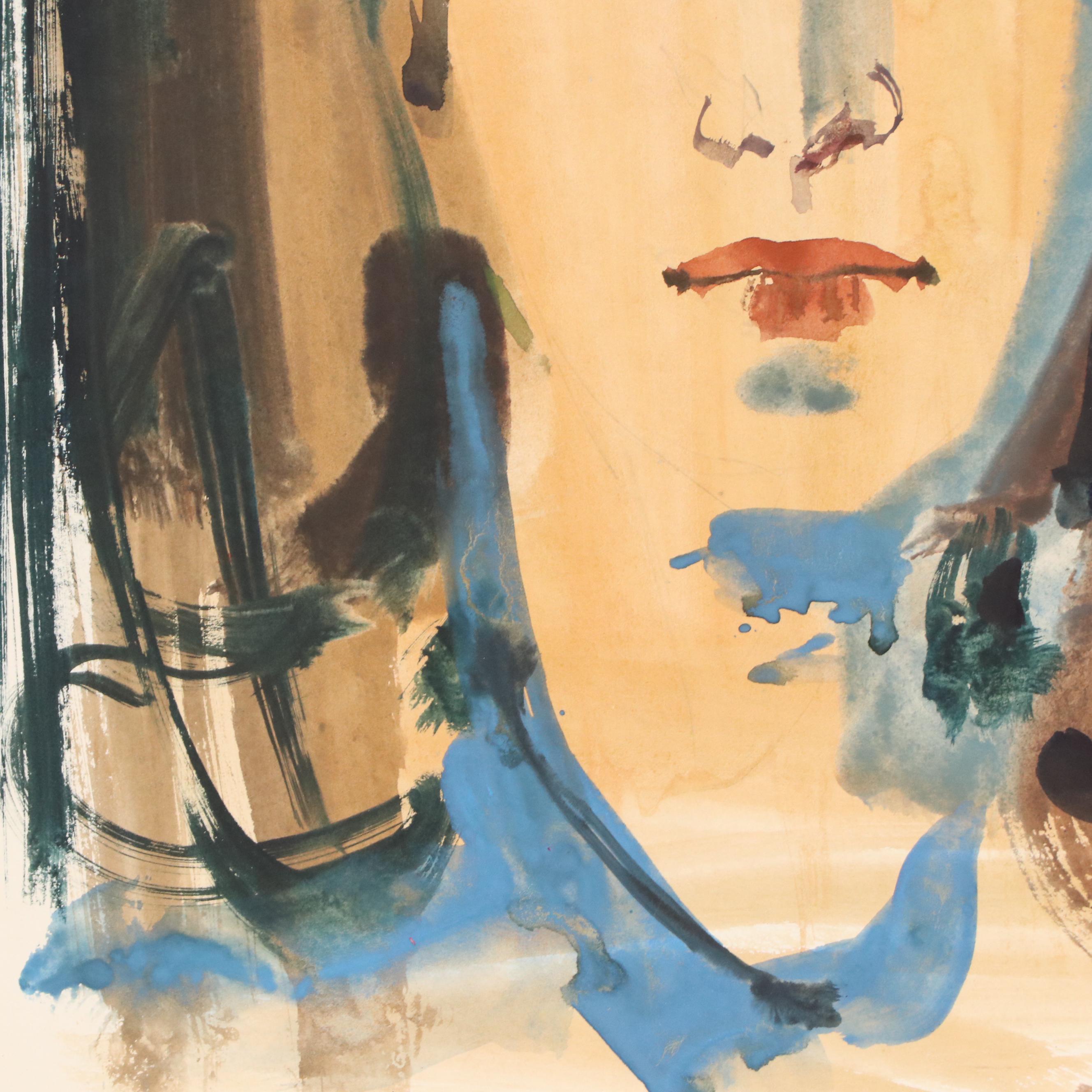 Jack Meanwell Portrait Watercolor Painting, Circa 1978