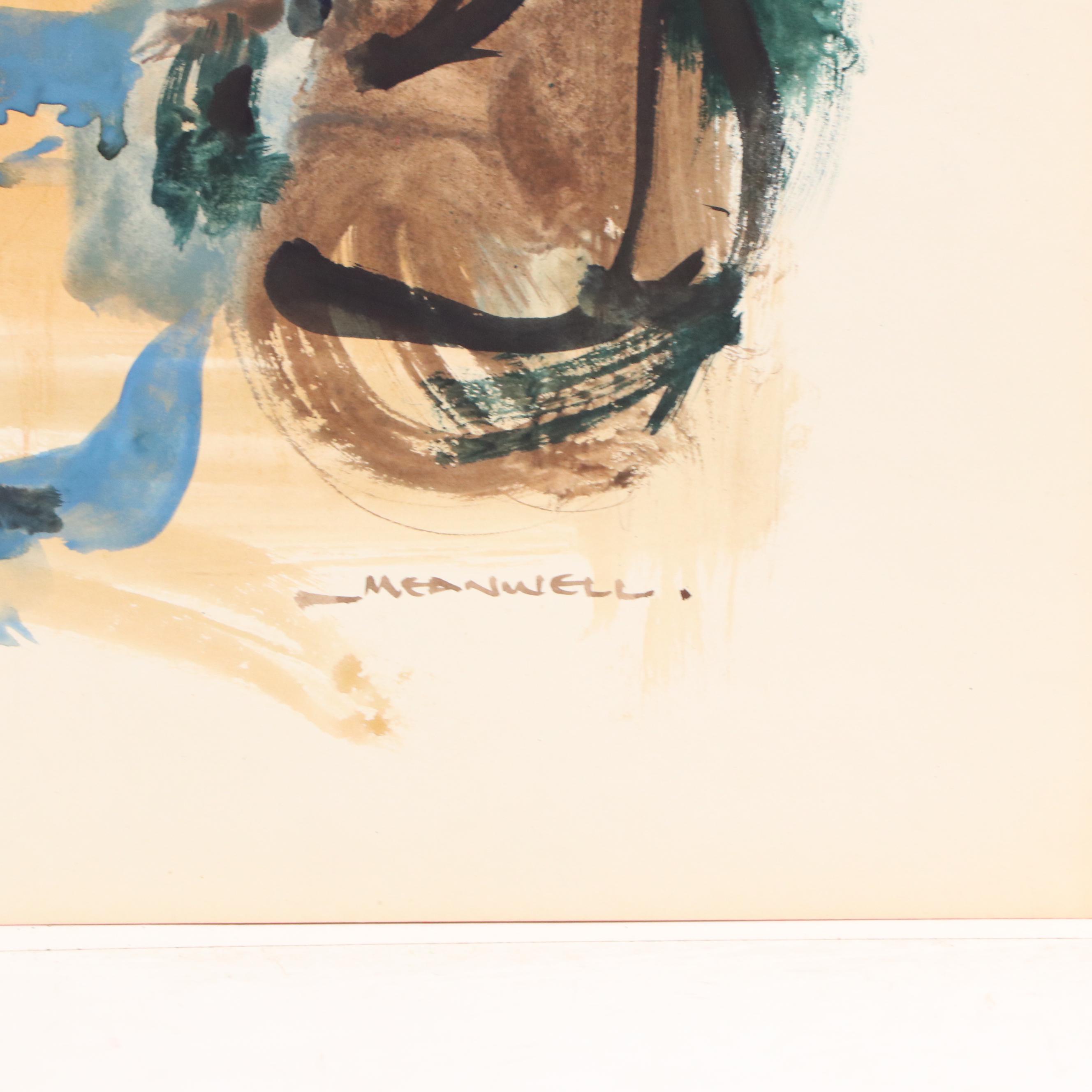 Jack Meanwell Portrait Watercolor Painting, Circa 1978