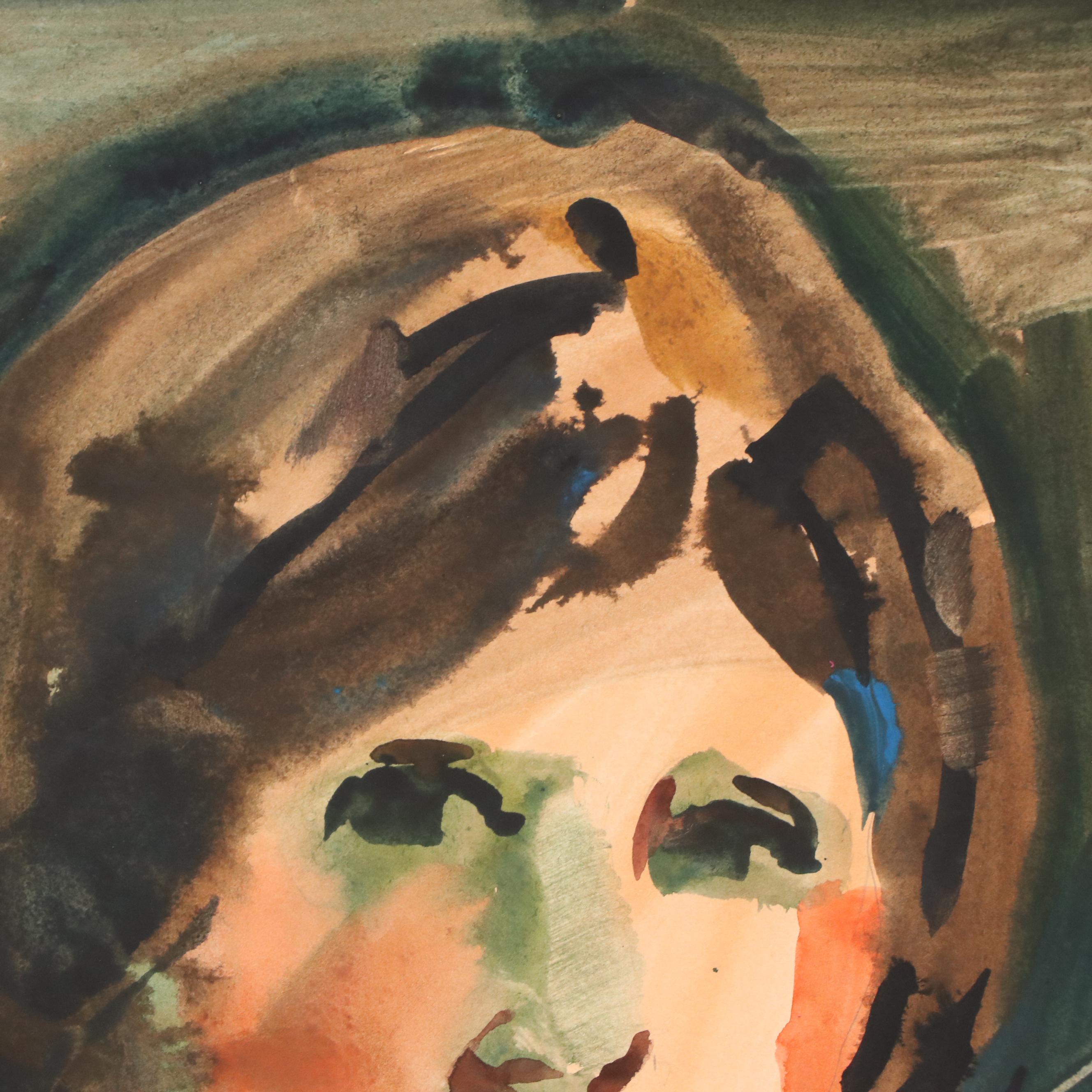 Jack Meanwell Portrait Watercolor Painting, 1978