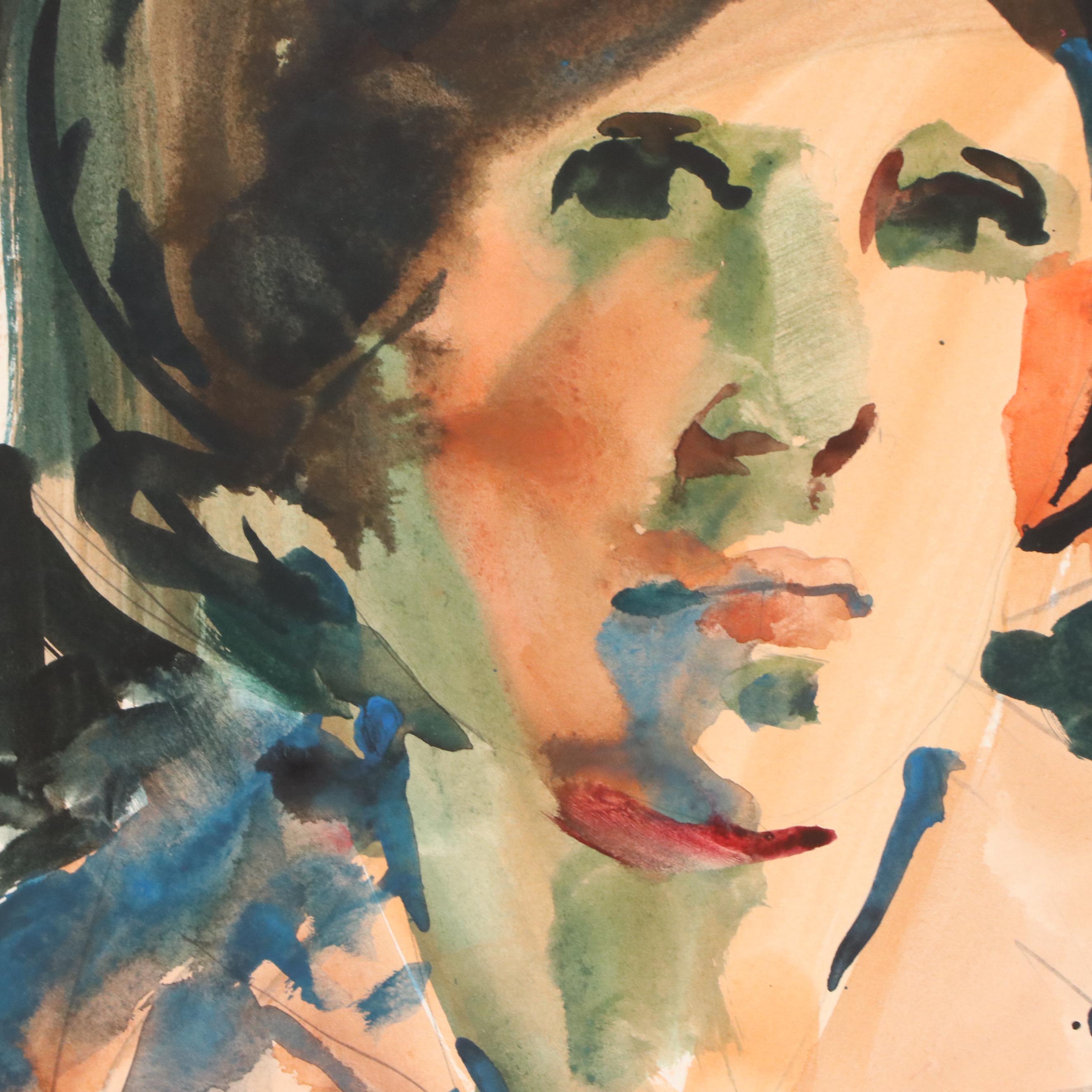 Jack Meanwell Portrait Watercolor Painting, 1978