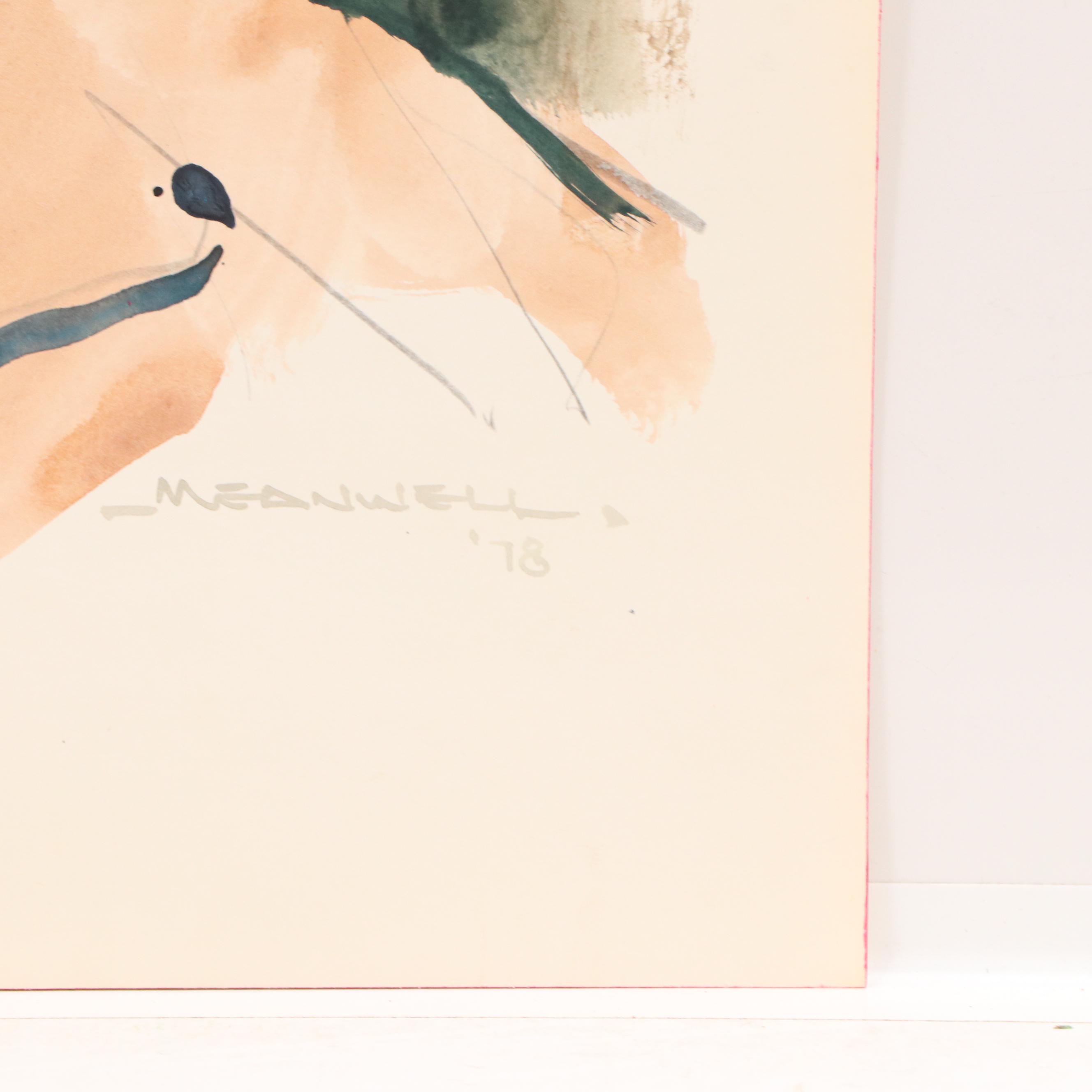 Jack Meanwell Portrait Watercolor Painting, 1978