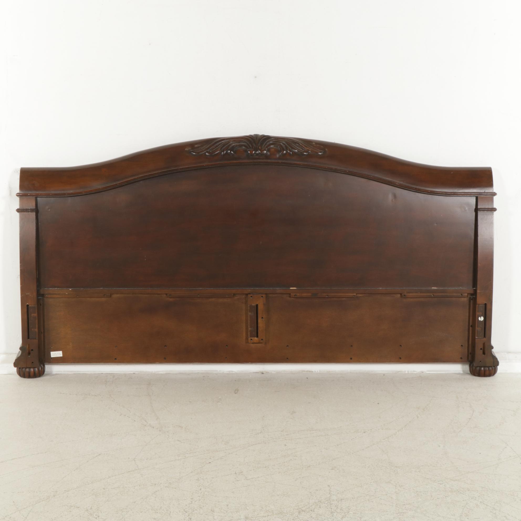 Carved Mahogany King Size Sleigh Bed Frame