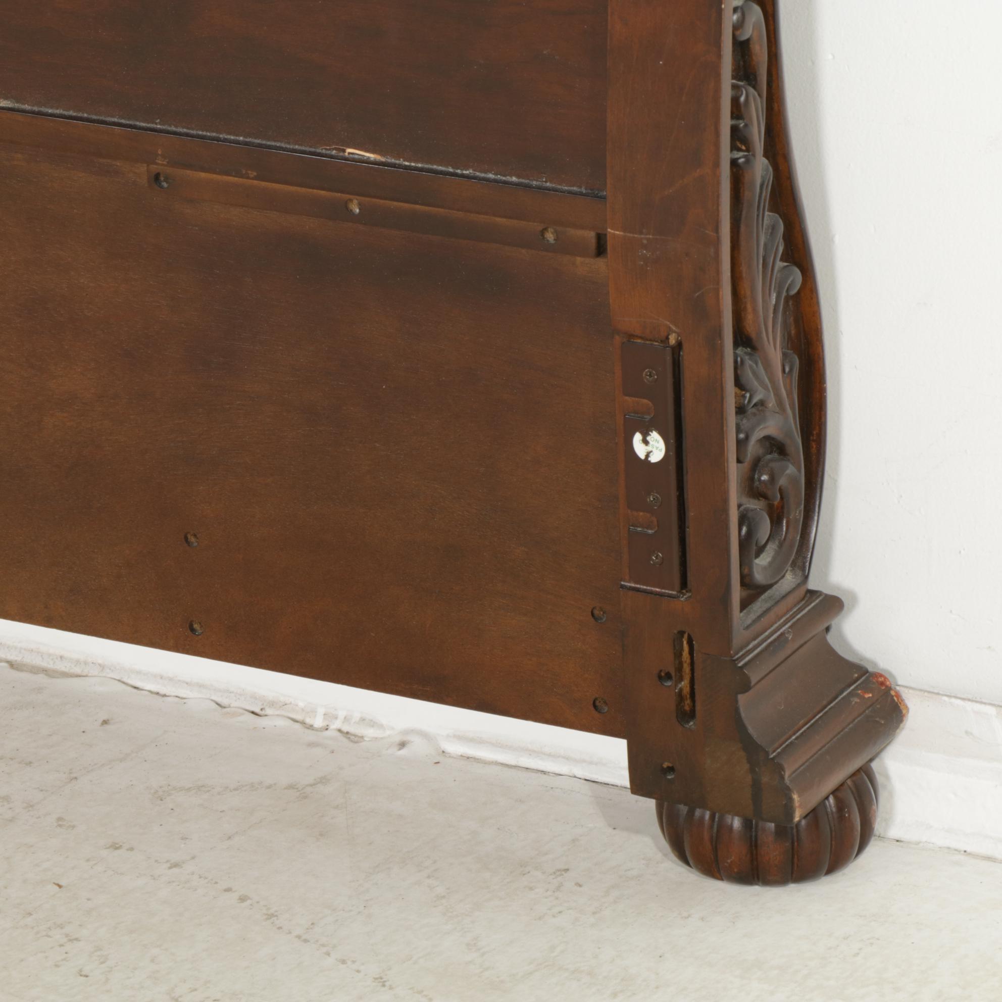 Carved Mahogany King Size Sleigh Bed Frame