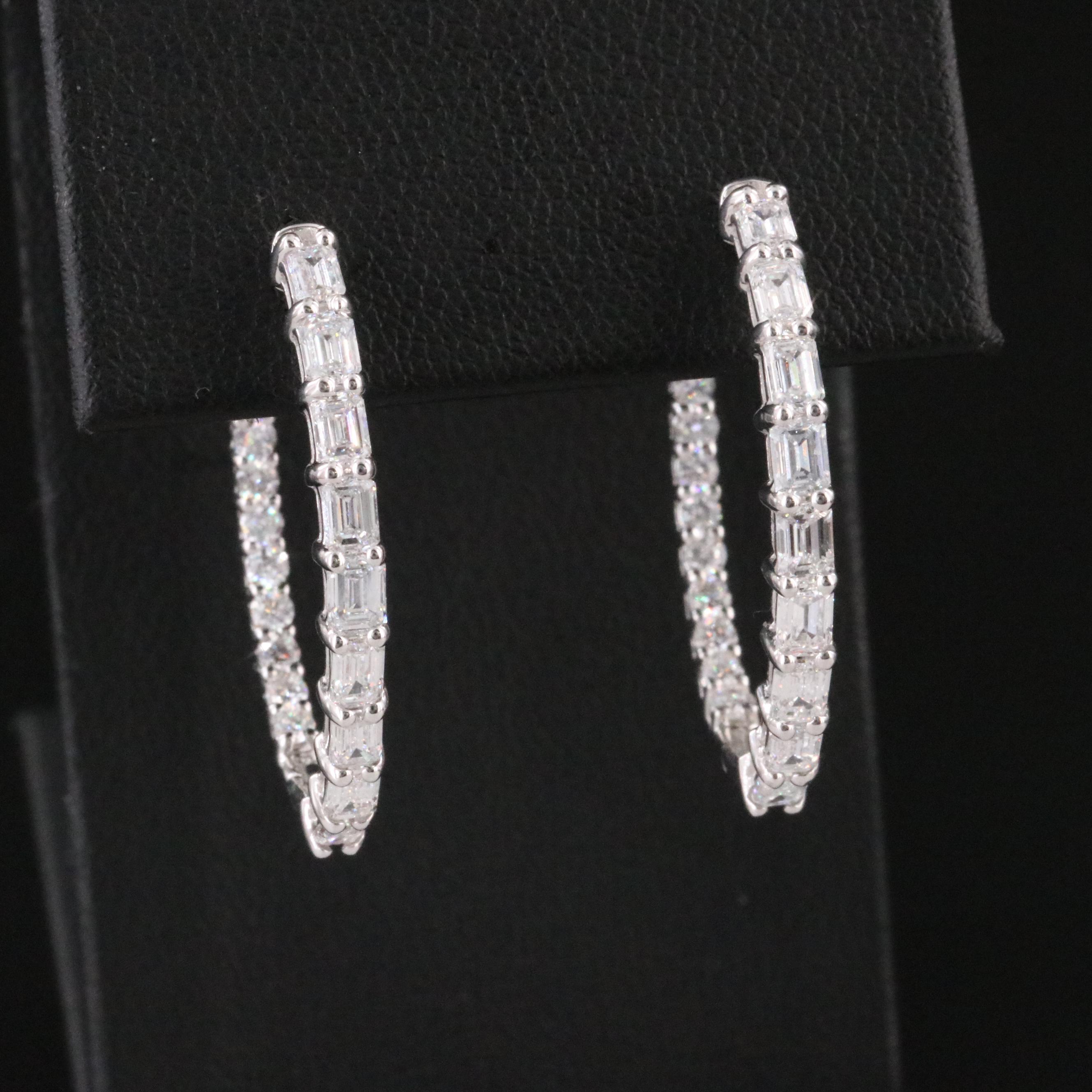 14K 3.21 CTW Lab Grown Diamond Inside-Out Hoop Earrings