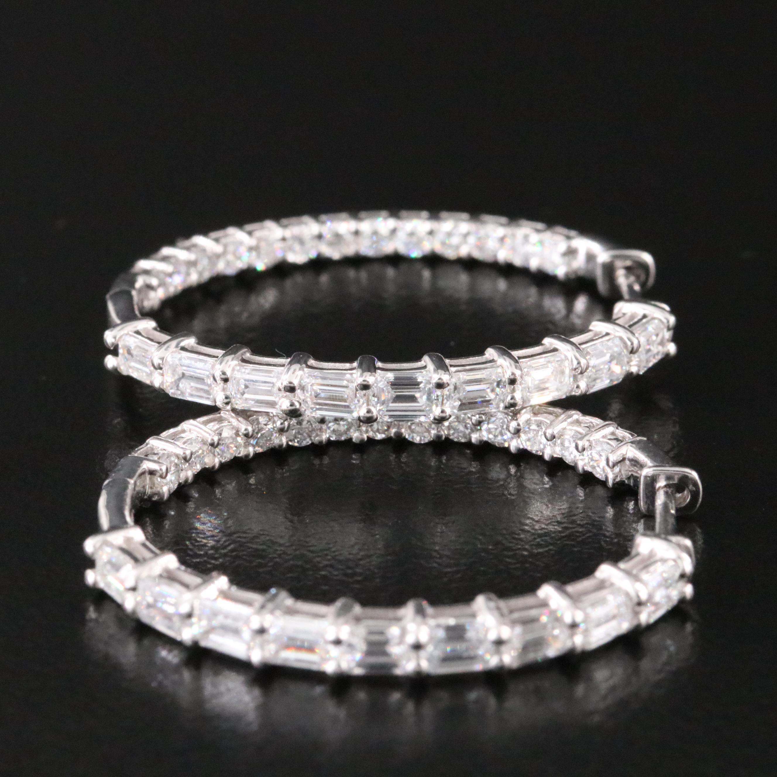 14K 3.21 CTW Lab Grown Diamond Inside-Out Hoop Earrings