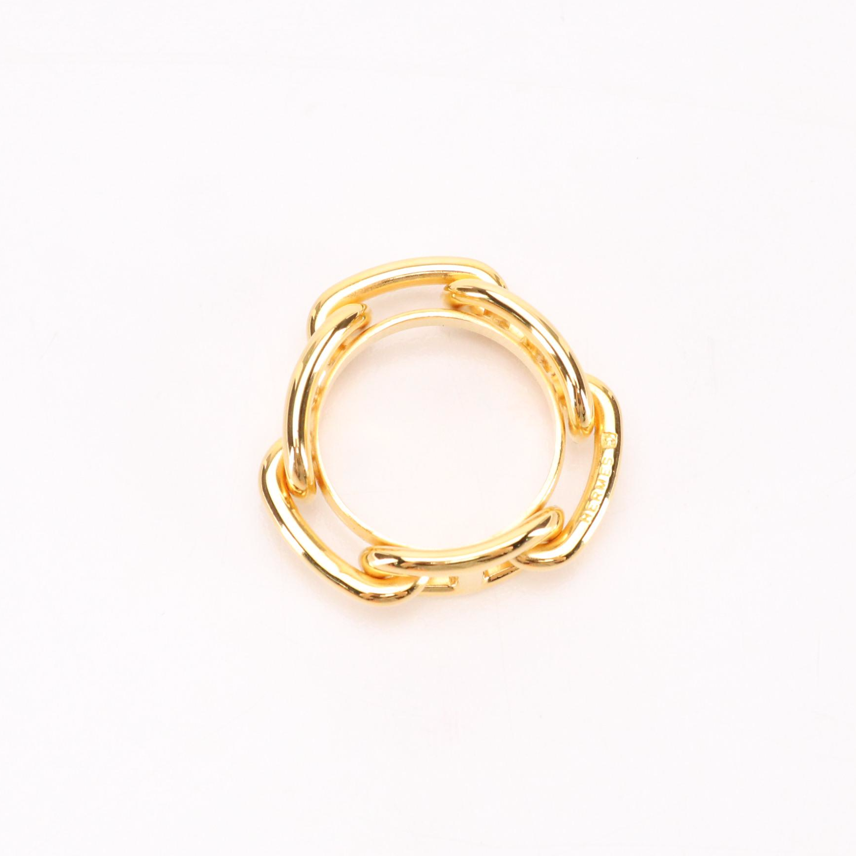 Hermès Chaine D’Ancre Gold Plated Scarf Ring in Box