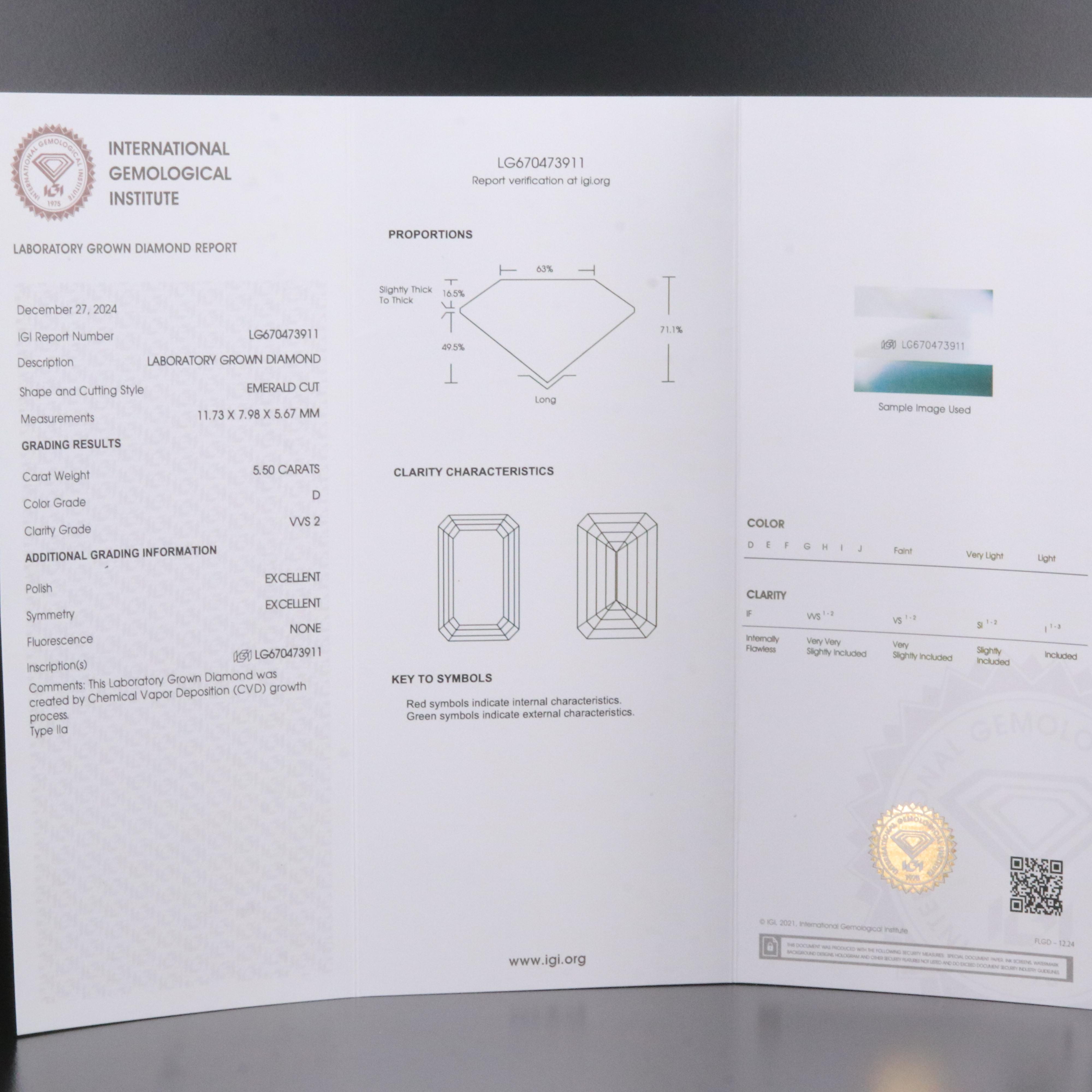 Platinum 6.20 CTW Lab Grown Diamond Ring with IGI Report
