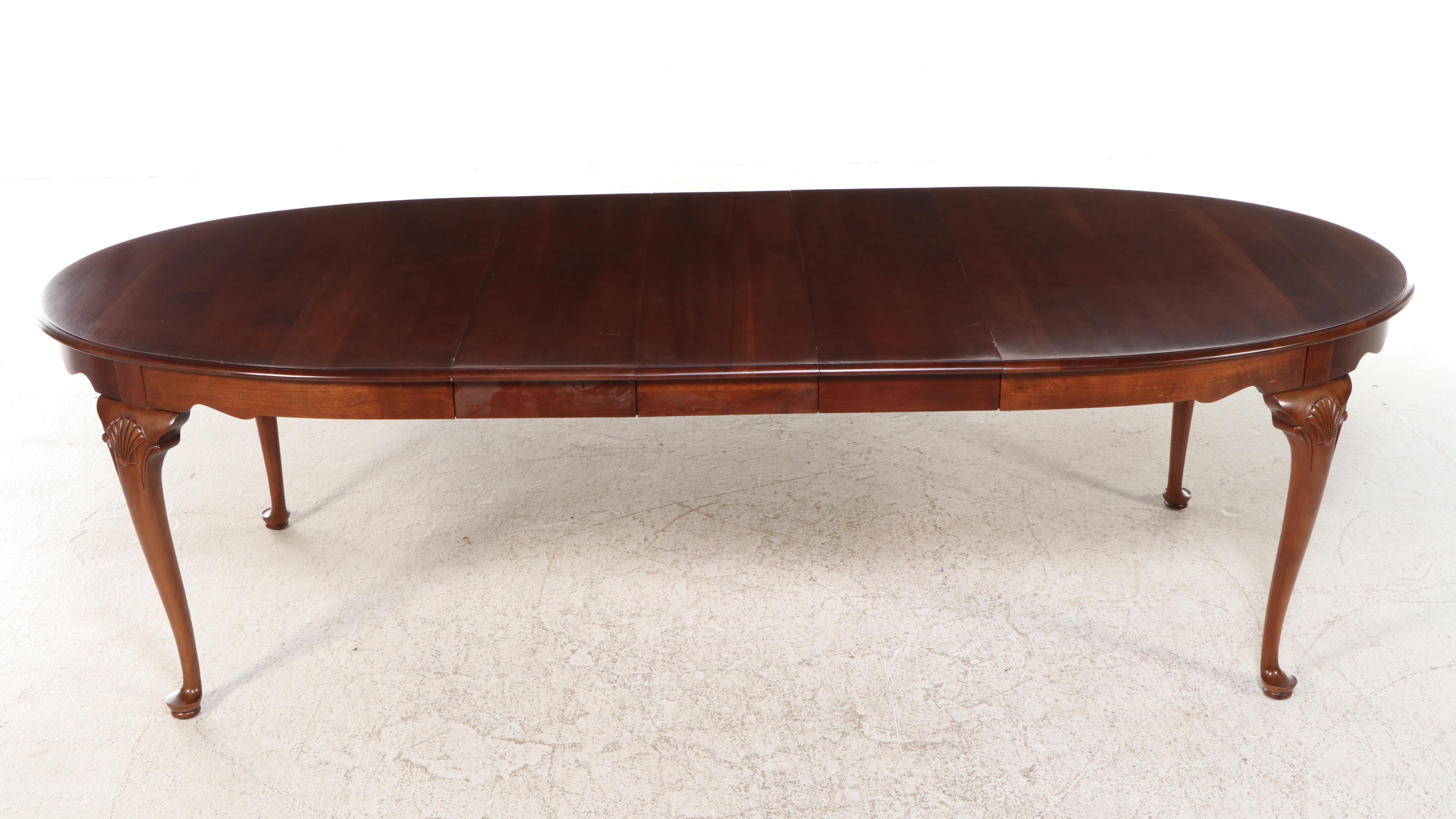 Tell City Chair Co. Queen Anne Style Cherry Dining Table and Eight Chairs