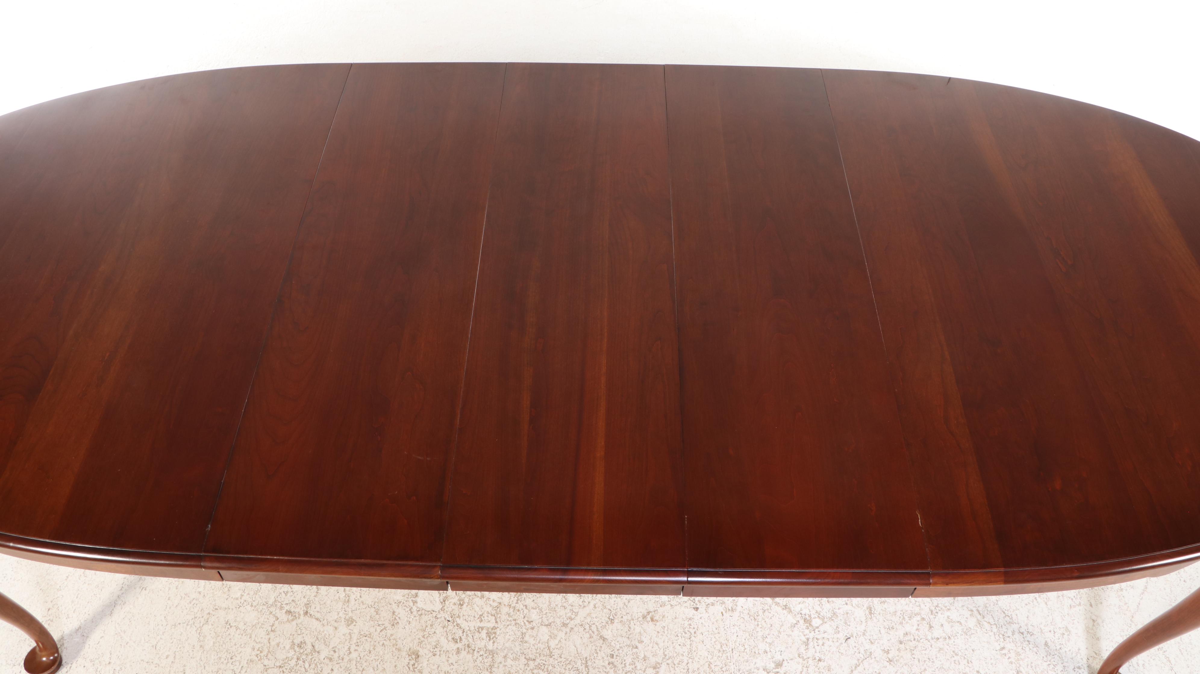 Tell City Chair Co. Queen Anne Style Cherry Dining Table and Eight Chairs