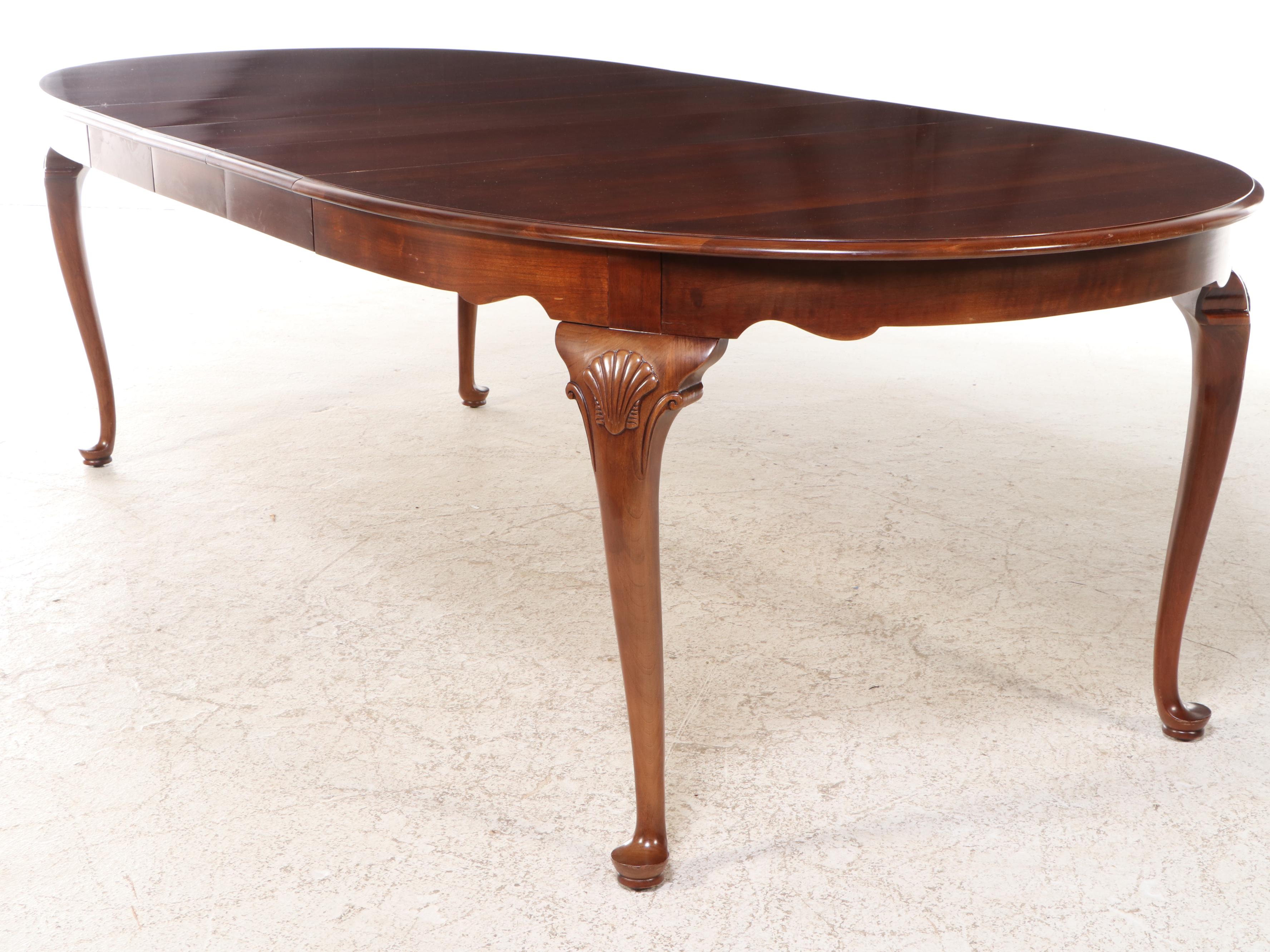 Tell City Chair Co. Queen Anne Style Cherry Dining Table and Eight Chairs