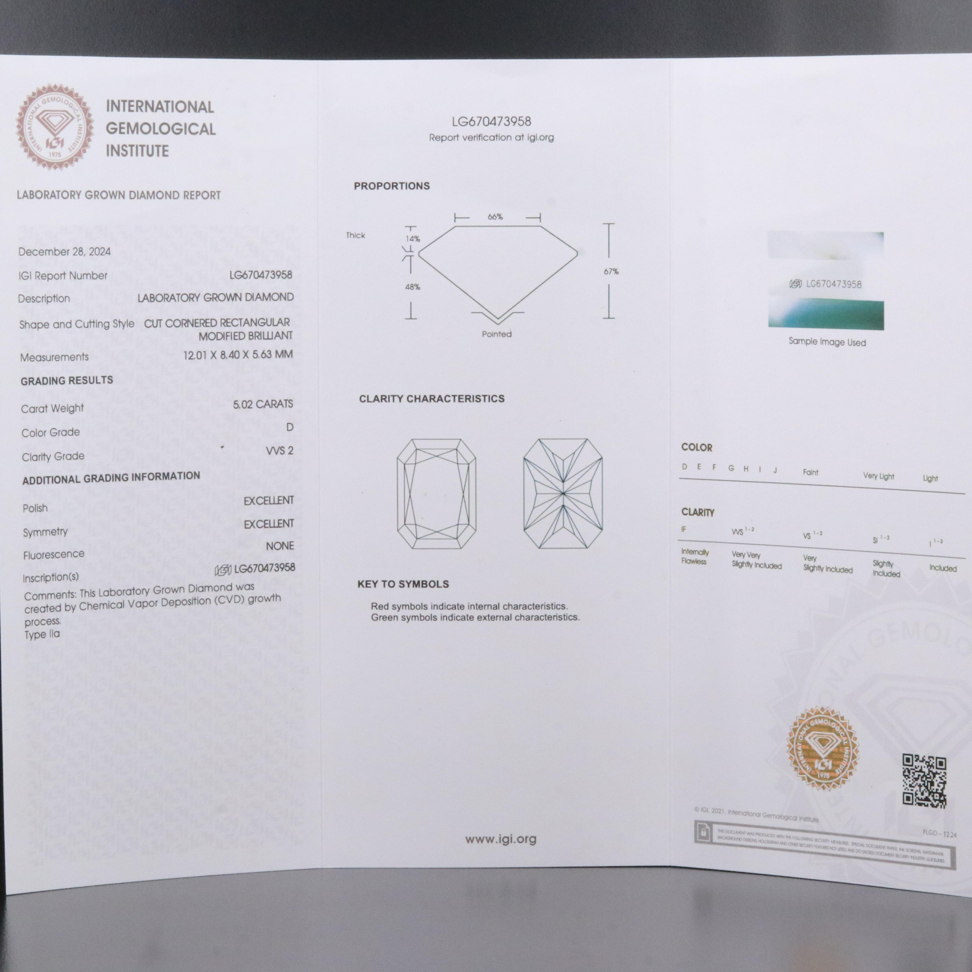14K 5.32 CTW Lab Grown Diamond Ring with IGI Report