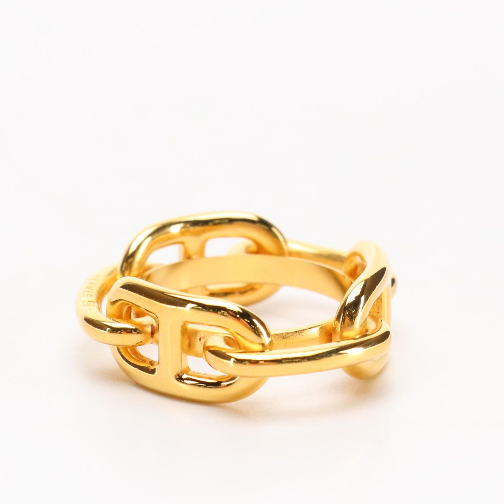 Hermès Chaine D’Ancre Gold Plated Scarf Ring in Box