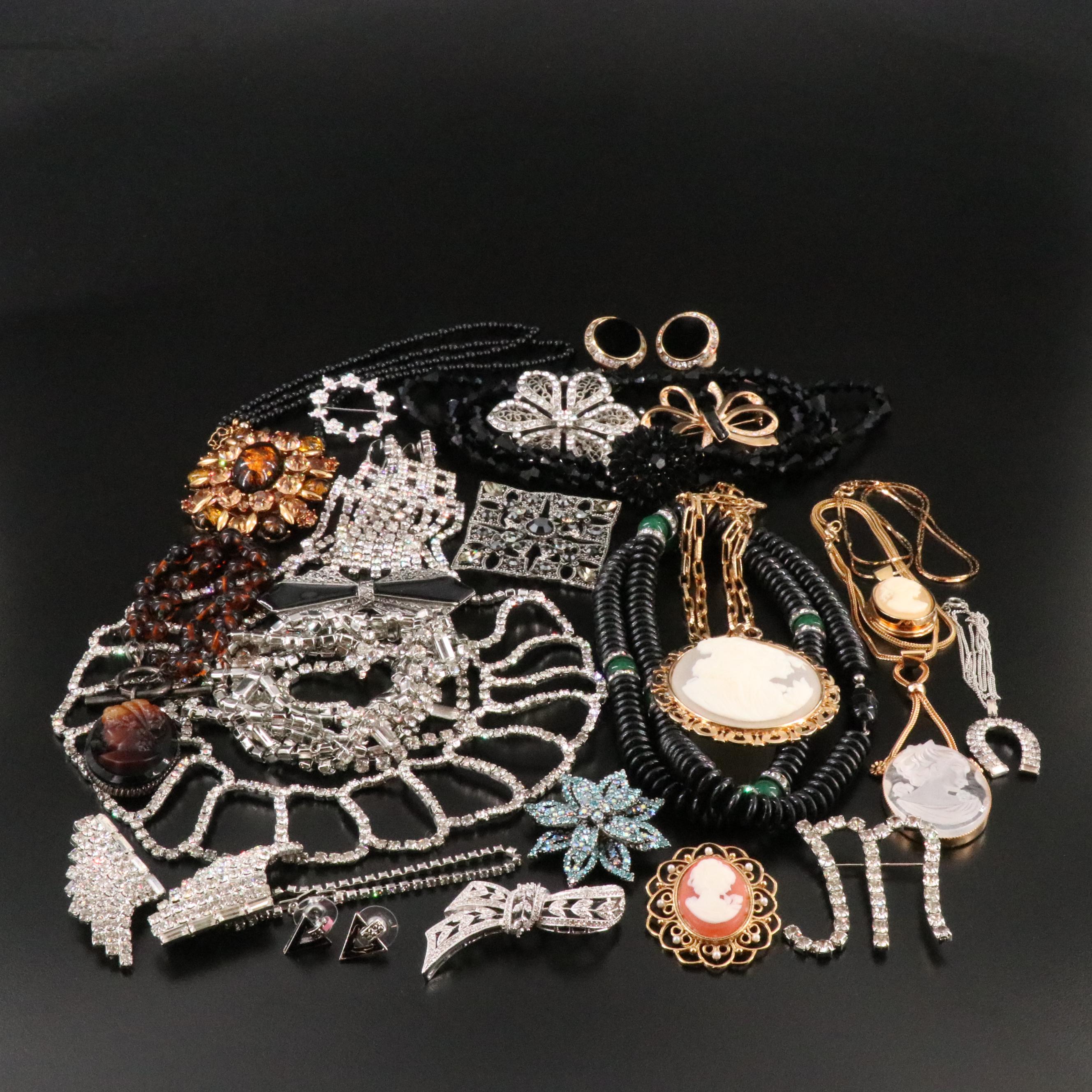 Vintage Jewelry Collection Featuring Rhinestones