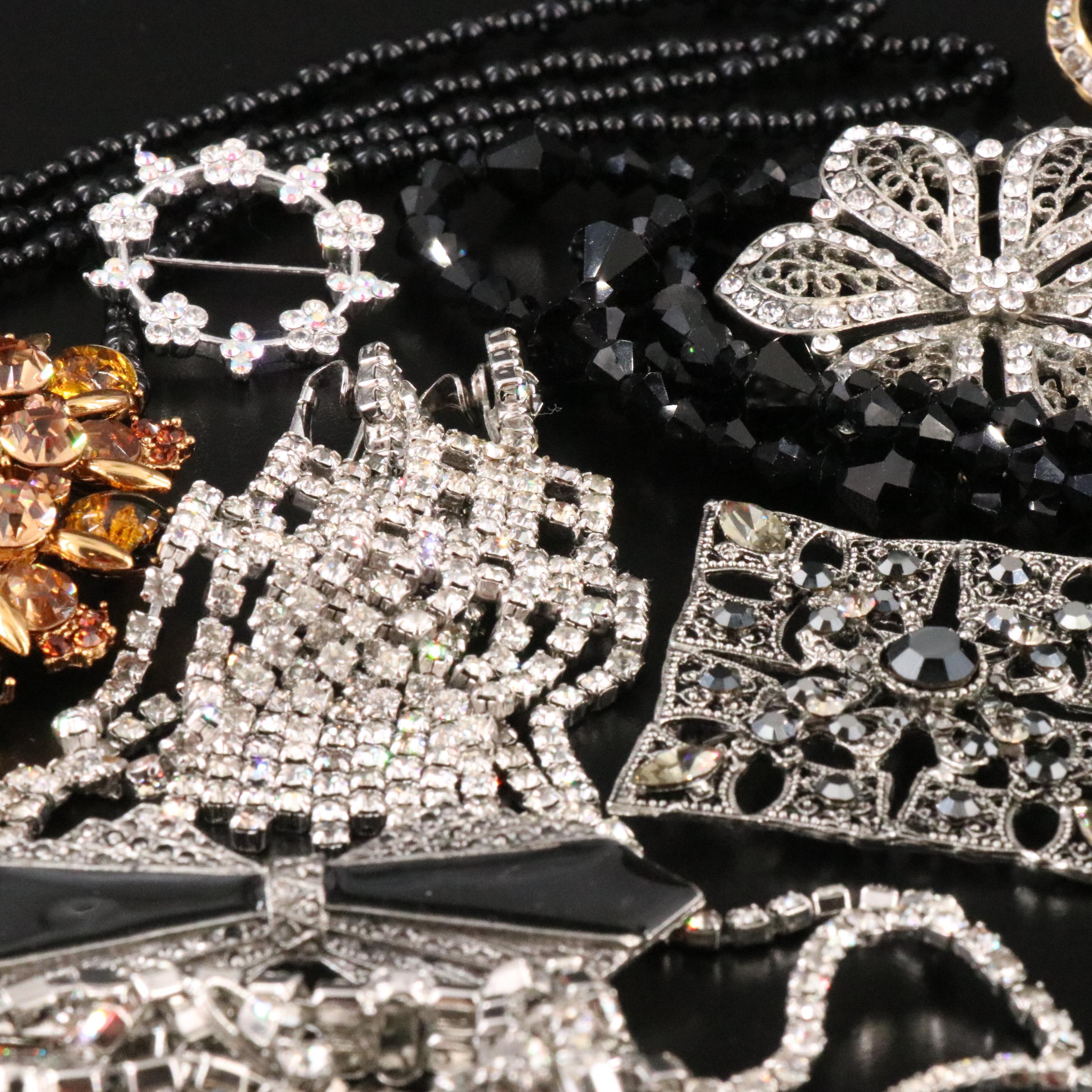 Vintage Jewelry Collection Featuring Rhinestones