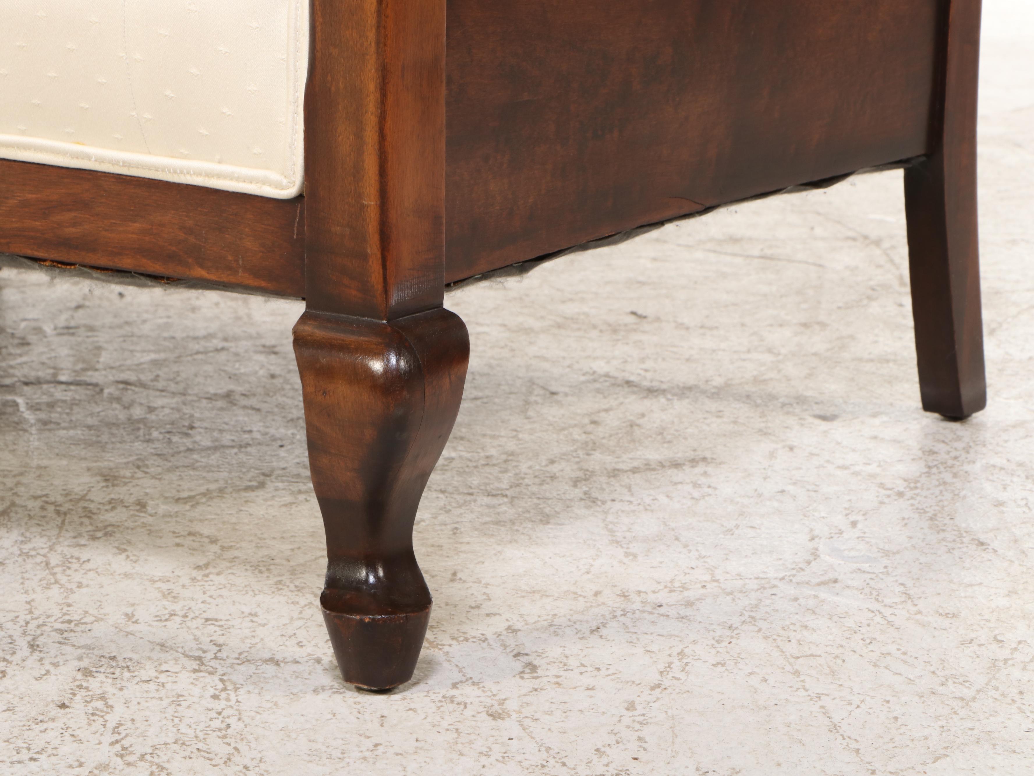 Queen Anne Style Caned Birch Framed Sofa, Mid-20th Century