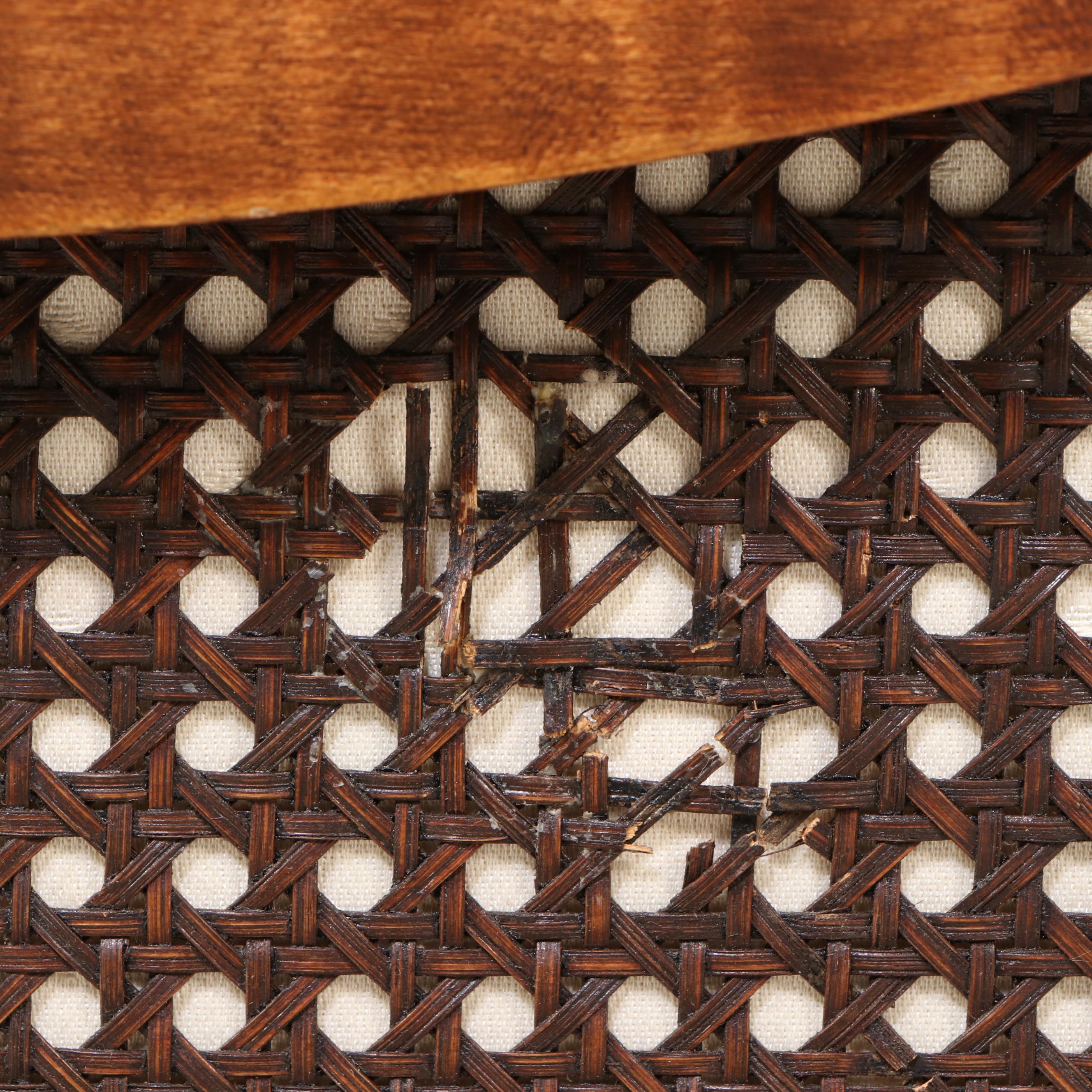 Queen Anne Style Caned Birch Framed Sofa, Mid-20th Century