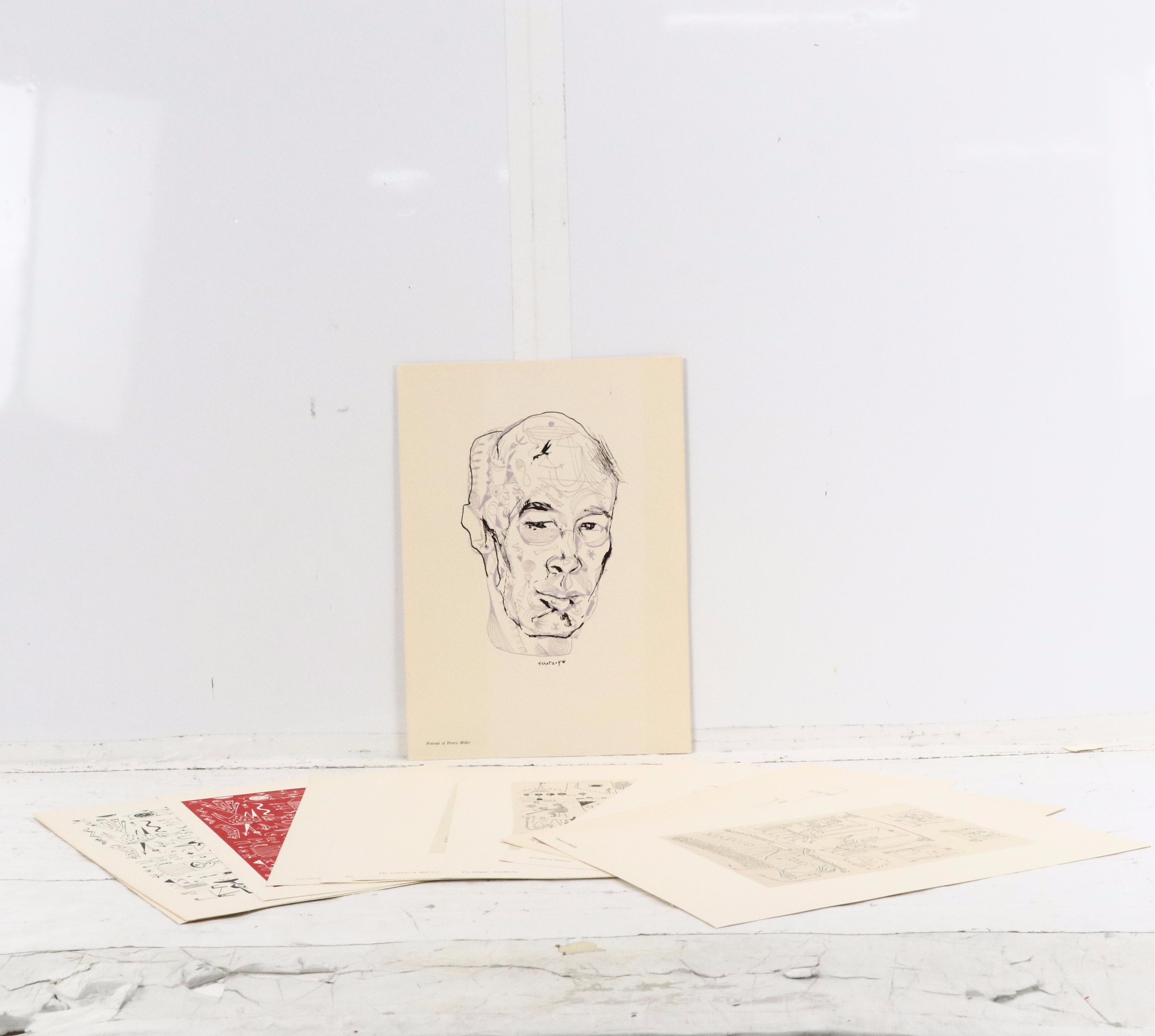 Portfolio of 12 Illustrations by Bezalel Schatz for Henry Miller