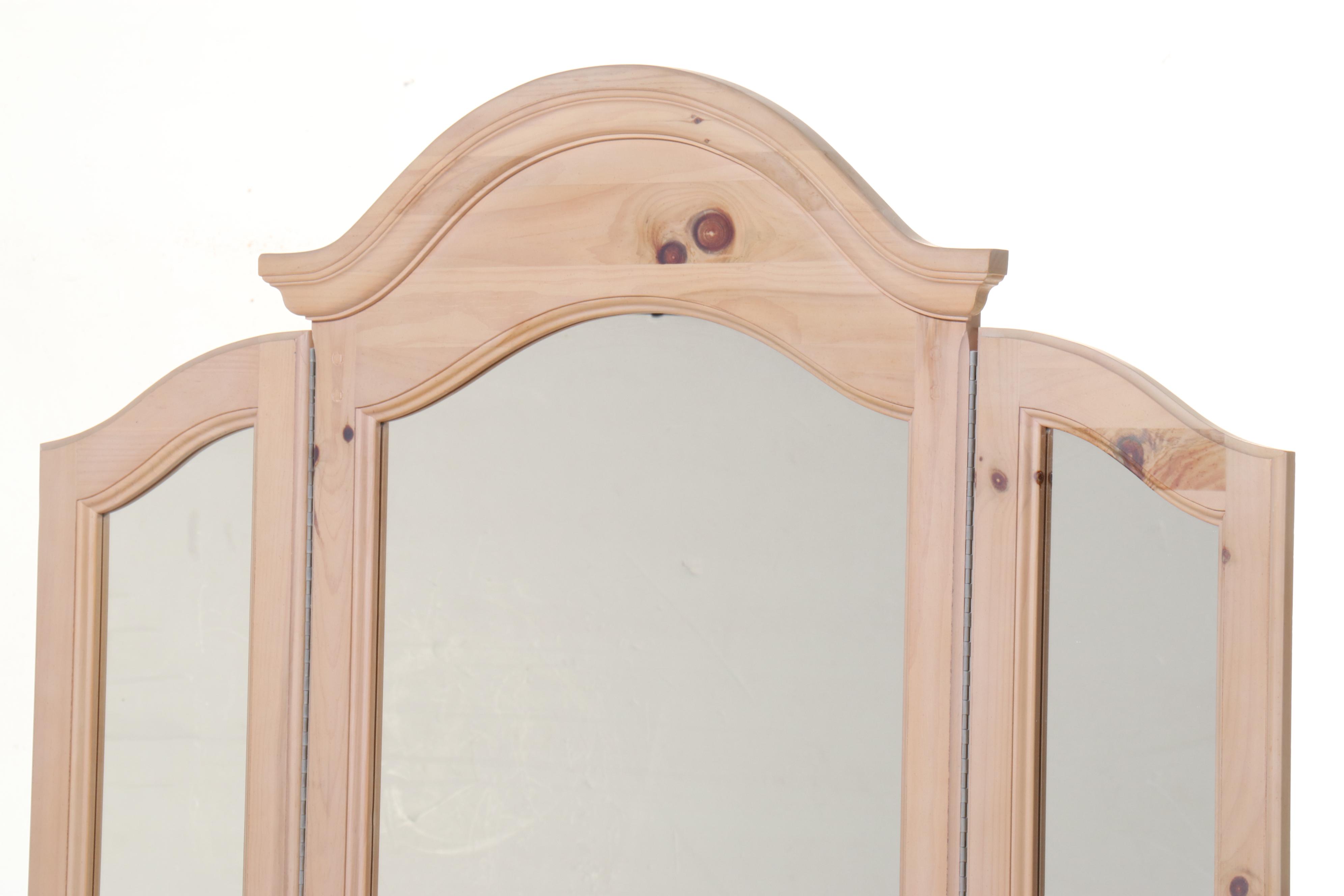 American Colonial Style Pine Dresser with Hinged Mirror