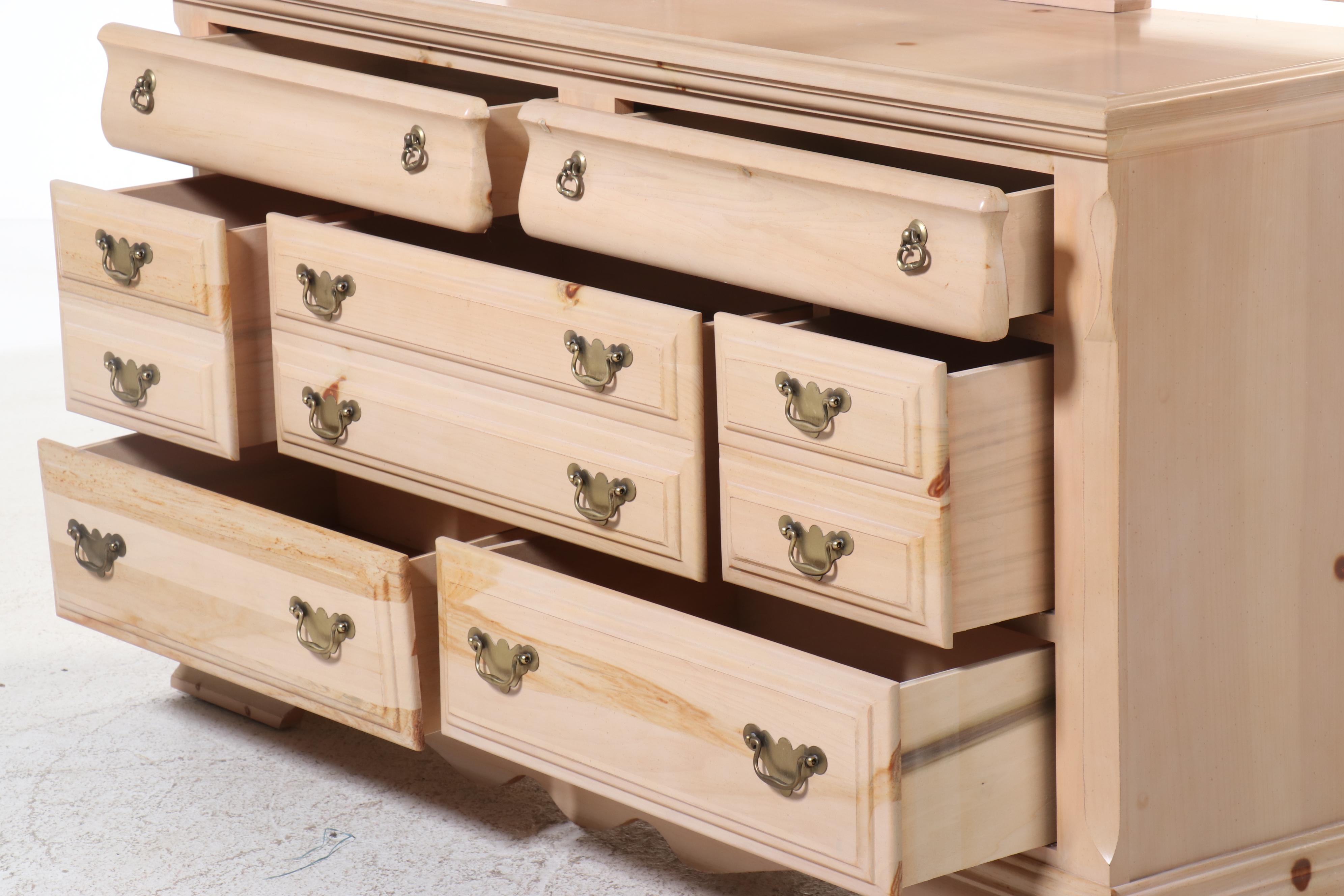 American Colonial Style Pine Dresser with Hinged Mirror