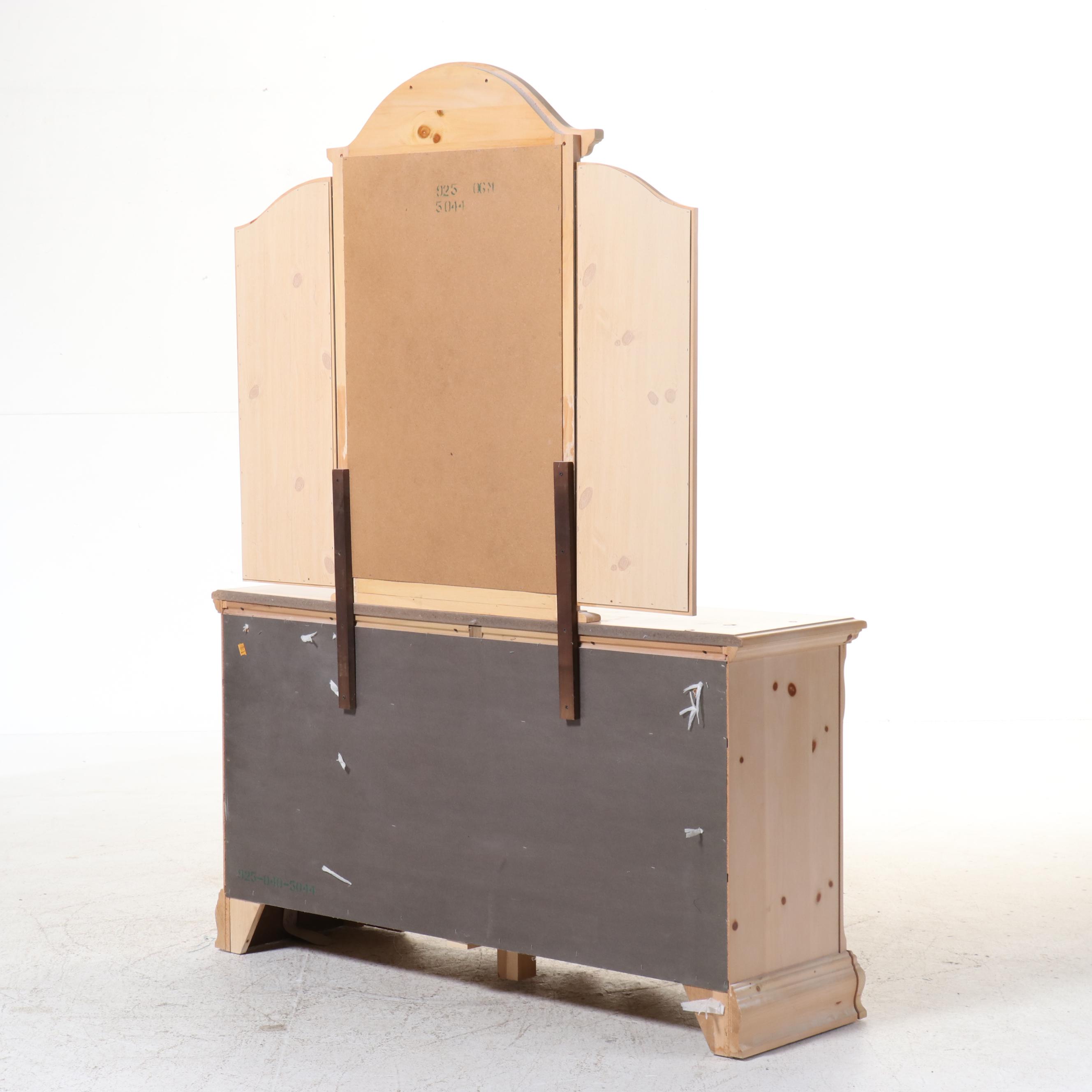 American Colonial Style Pine Dresser with Hinged Mirror