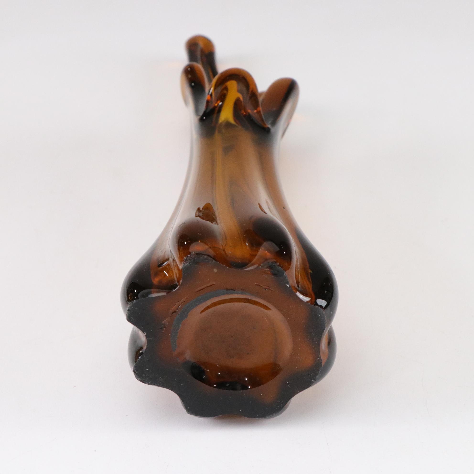 MCM Amber Swung Glass Vase with Hen on Nest, Swan Bowl and Fruit Bowl