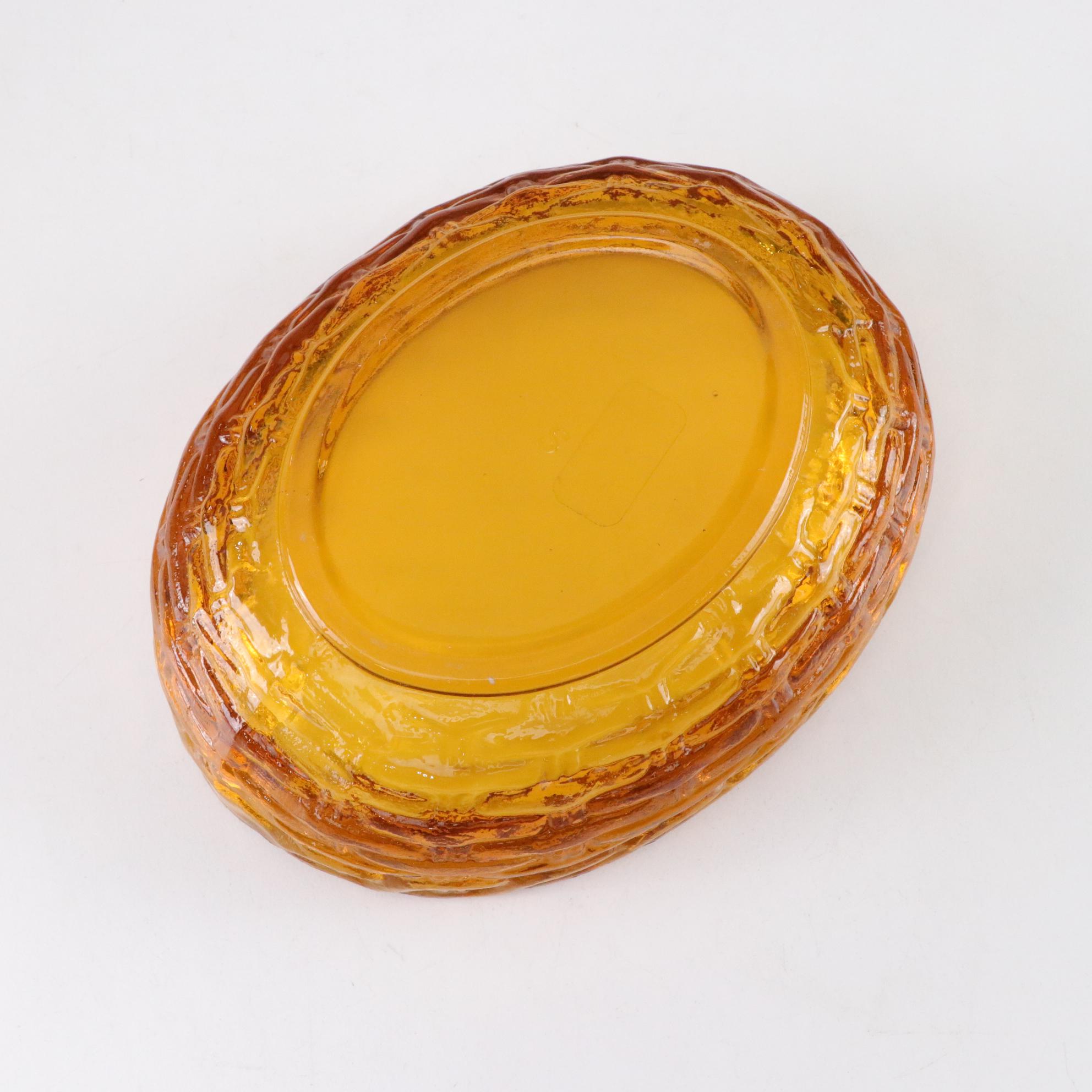 MCM Amber Swung Glass Vase with Hen on Nest, Swan Bowl and Fruit Bowl