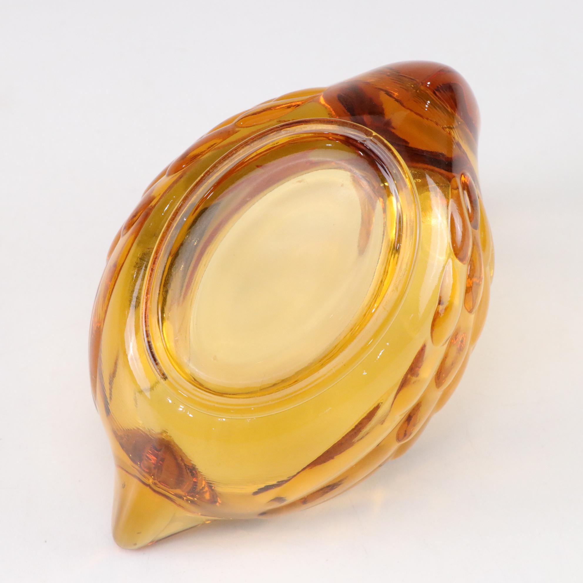 MCM Amber Swung Glass Vase with Hen on Nest, Swan Bowl and Fruit Bowl