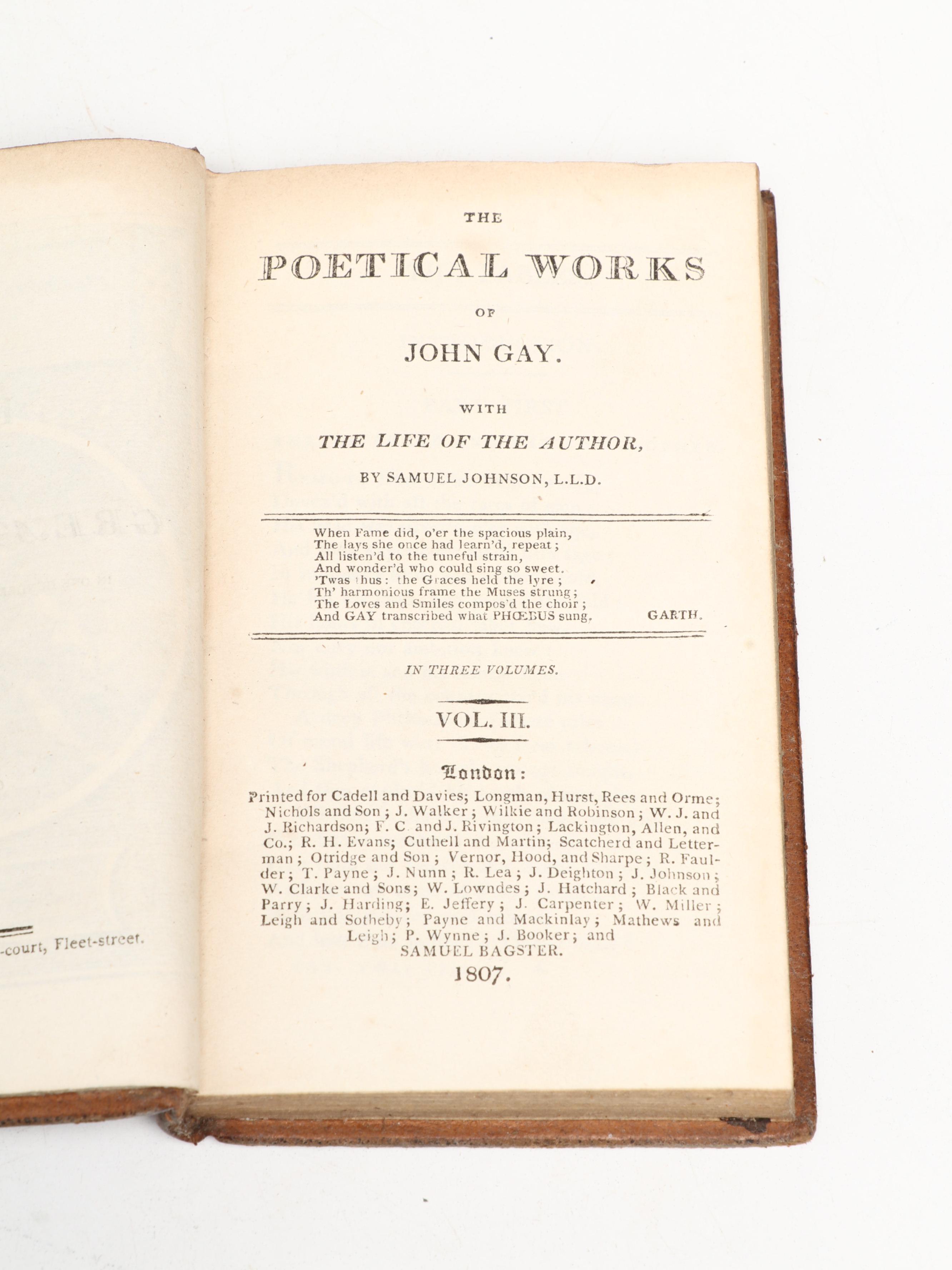 "The Poetical Works of John Gay" and Other Poetry Collections, Early 19th C.